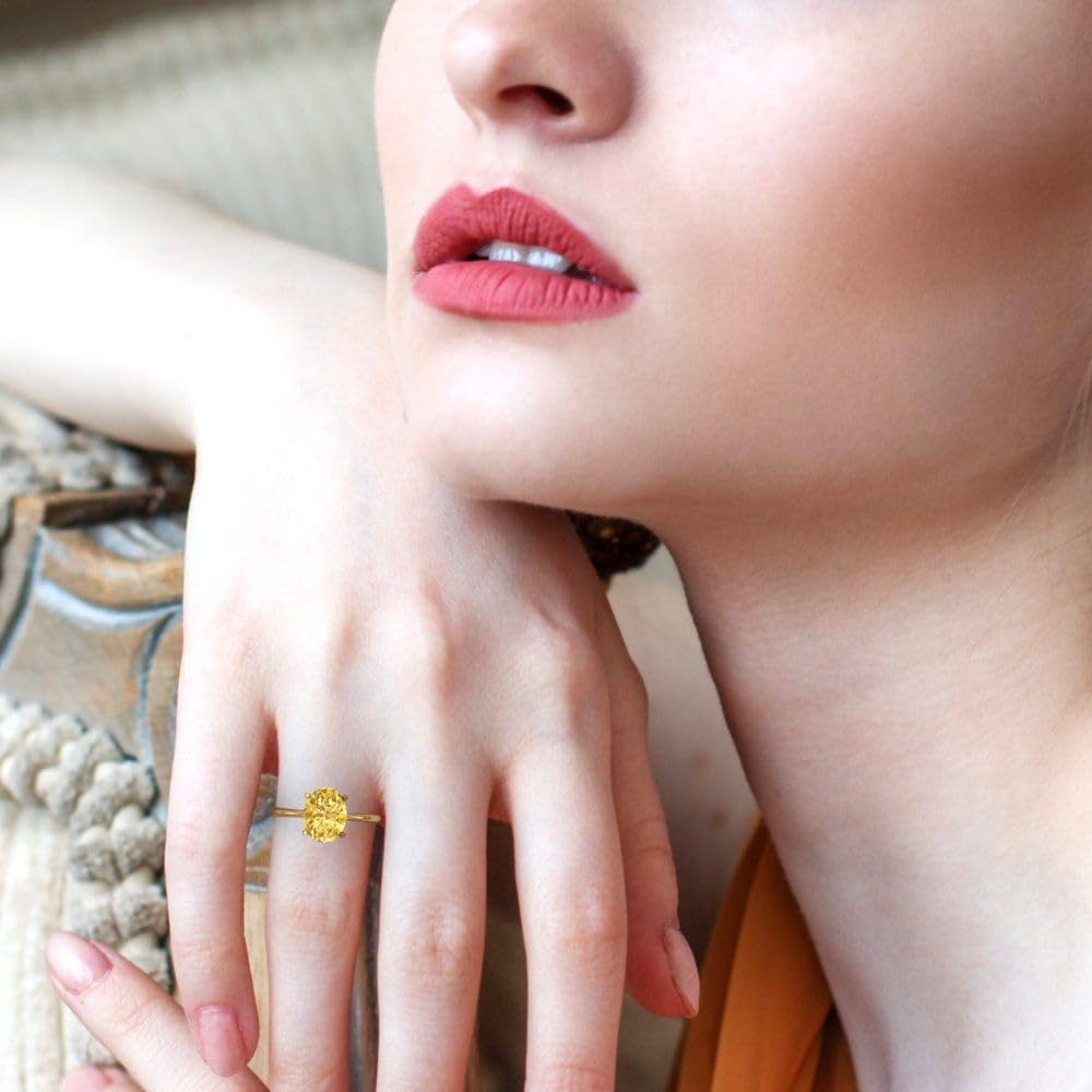 2.5ct Oval Citrine Ring 18K Gold for Engagement & Wedding