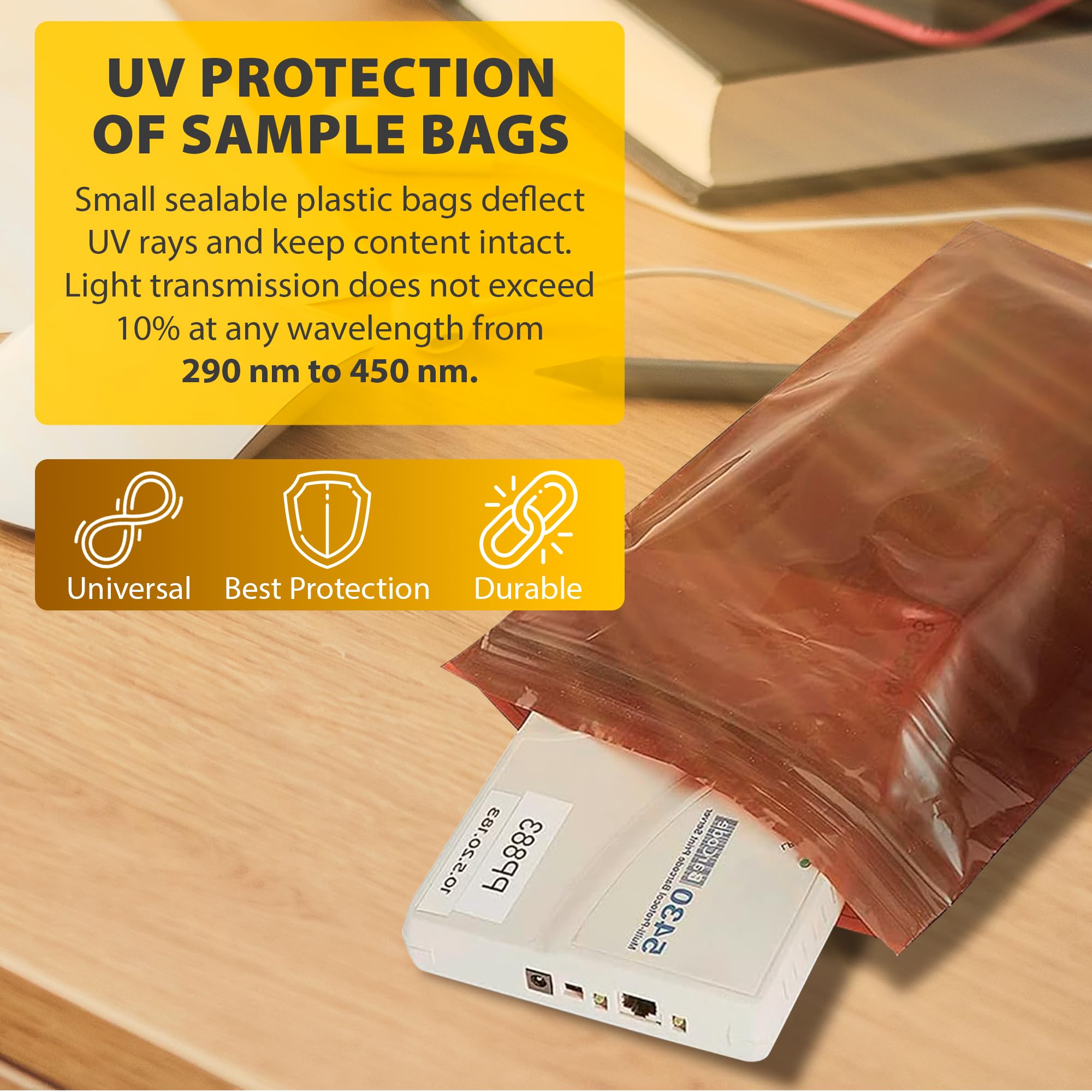 Amber Reclosable Plastic Zip Bags 2.5