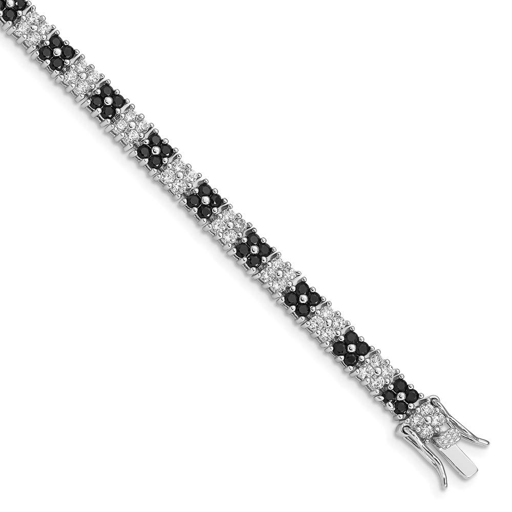 925 Sterling Silver Black & White Cubic Zirconia Tennis Bracelet for Women - Elegant Fine Jewelry Gift for Her (7 Inch) - Perfect for Weddings, Anniversaries & Special Occasions