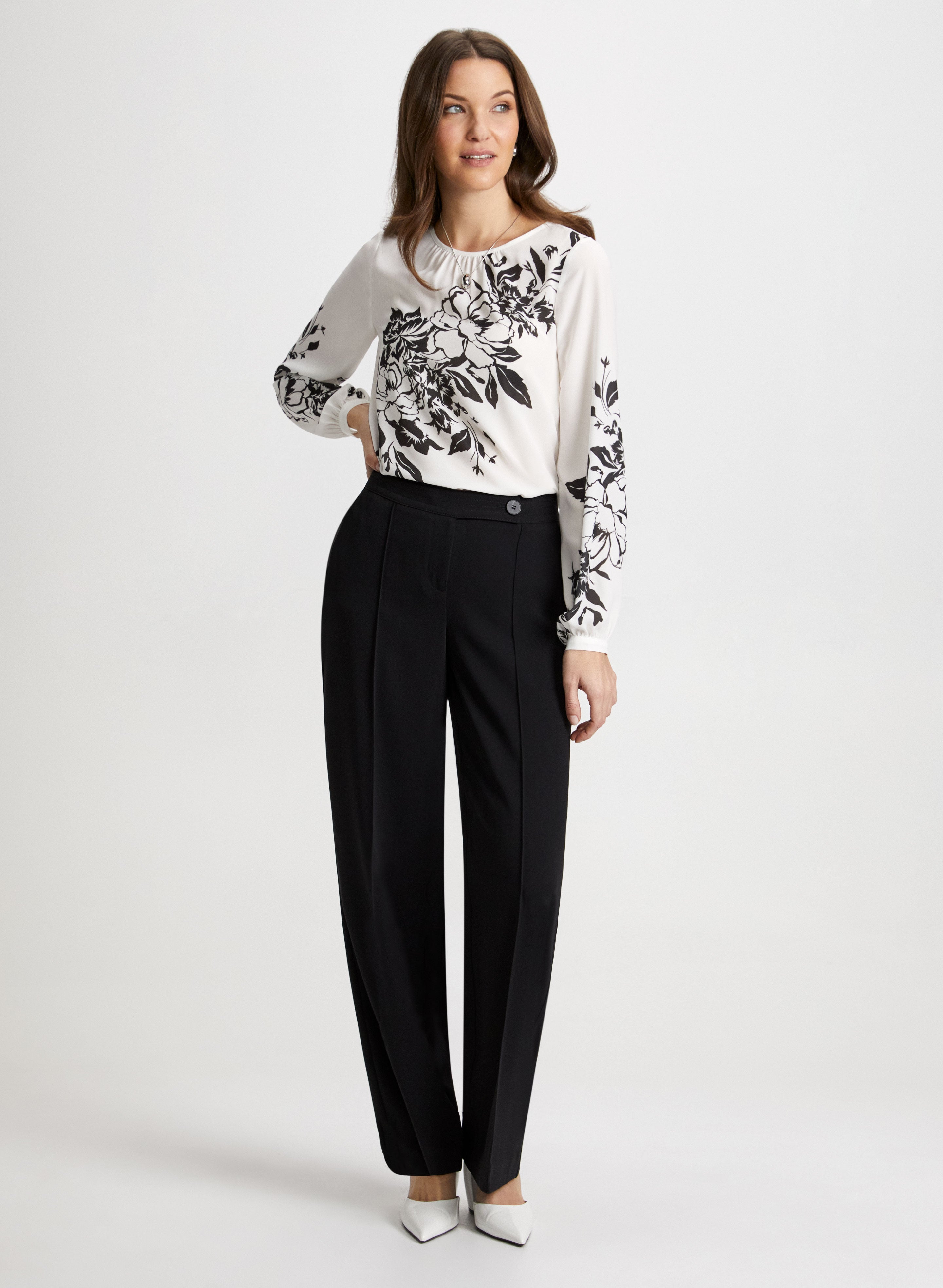 Floral Print Blouse & Wide Leg Pants Set - Women's Boho Chic Outfit for Spring Summer | Perfect for Casual Wear, Office, Date Night & Vacation