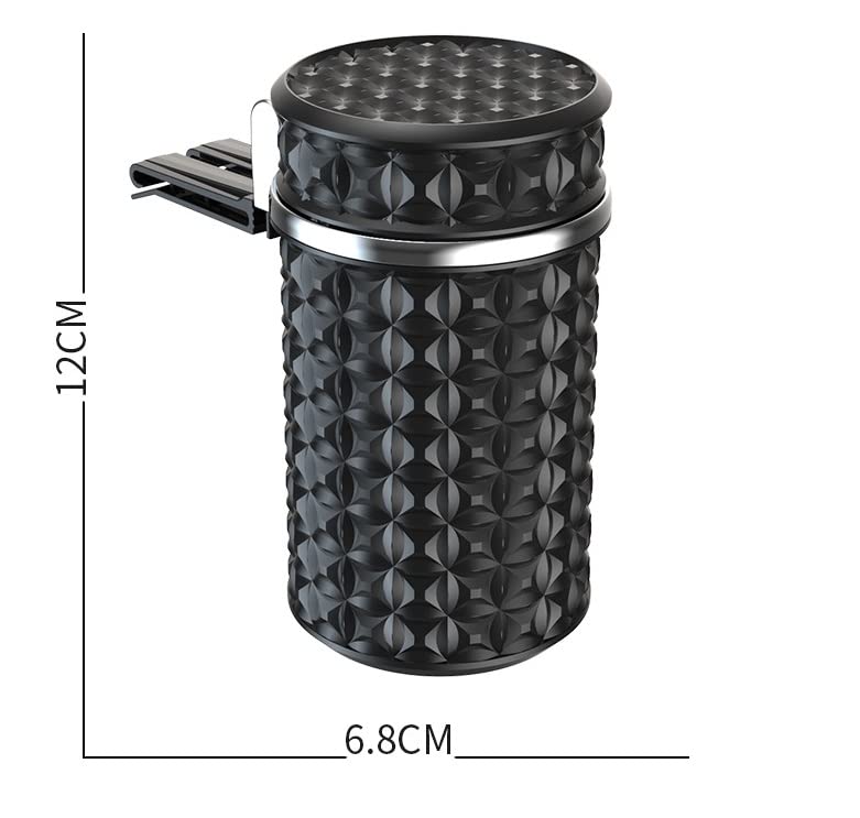 Portable Car Ashtray with Lid - Mini LED Light Car Trash Can for Cigarettes, Home & Office Use - Leakproof & Odor Control - Perfect for Road Trips, Commuting & Smoking Areas (Dark Blue)