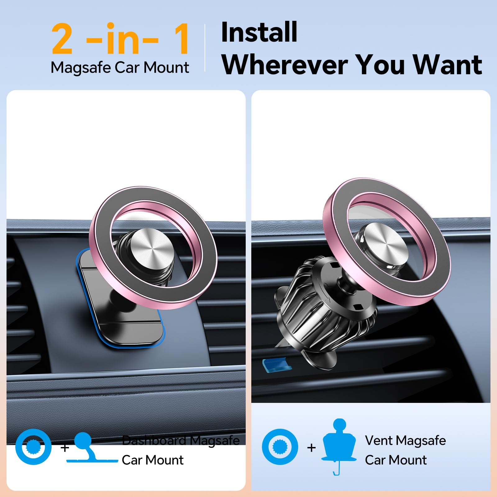 Magnetic Car Phone Holder for iPhone 16/15/14 - 360° Magsafe Mount with 20 Strong Magnets - Perfect for Driving & Commuting