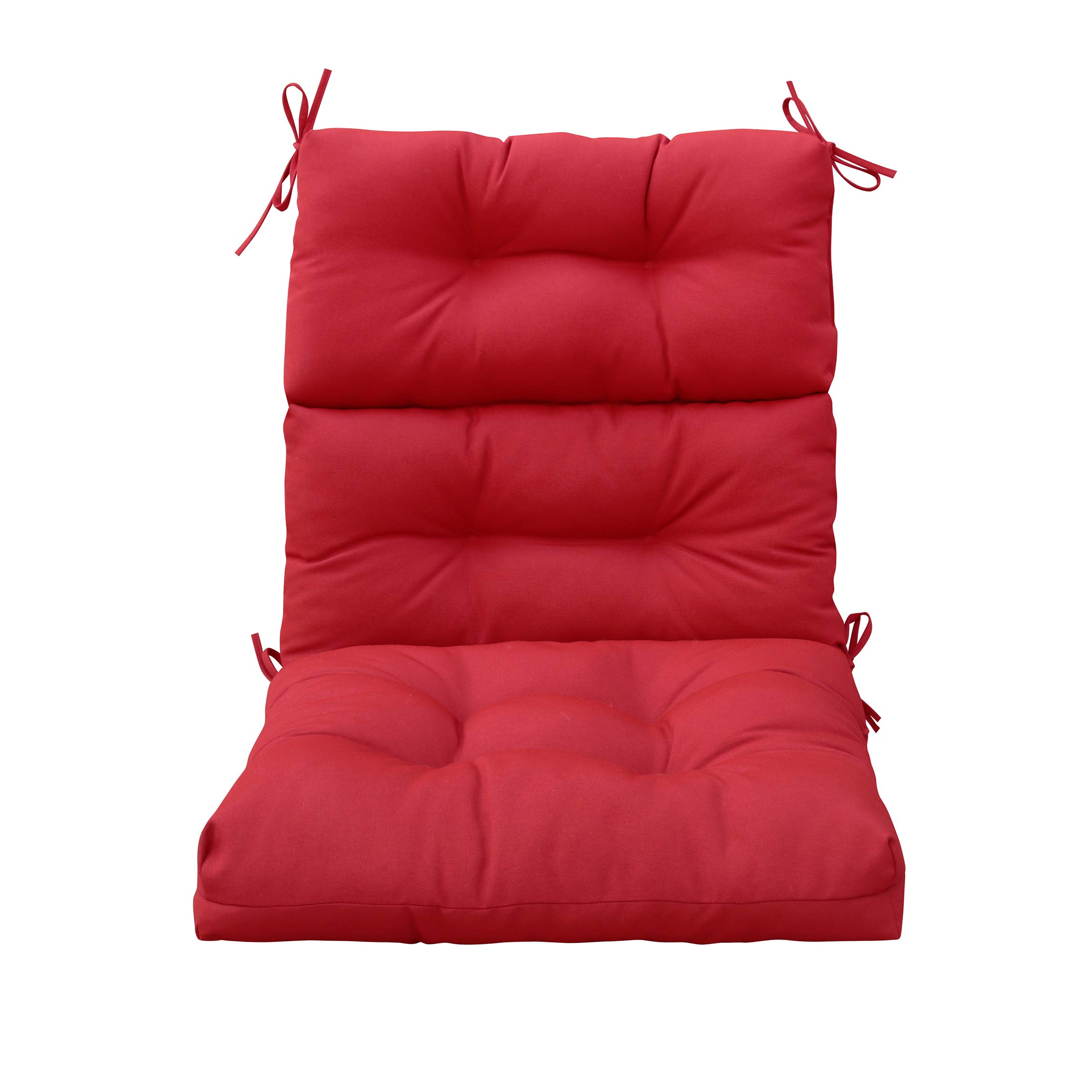 BOSSIMA Outdoor Patio High Back Lawn Chair Cushions - Tufted Square Corner Cushion Set (Bright Red) - Waterproof & UV Resistant for Garden, Poolside, and Backyard Relaxation
