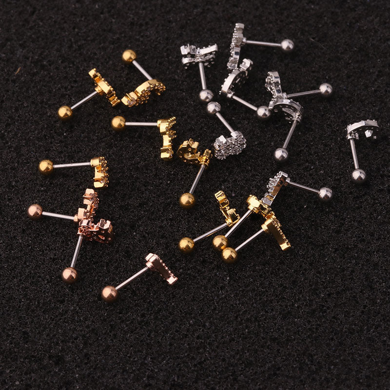 20G Letter Cartilage Stud Earrings - Initial Alphabet Earrings for Women | HSPJ207 | Perfect for Gifts, Birthdays & Everyday Fashion Accessories