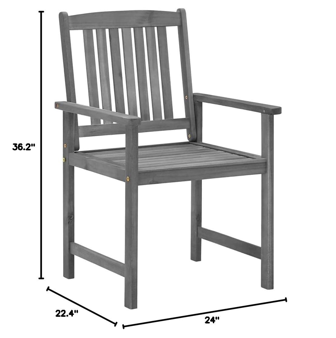 CHARMMA 2-Piece Gray Acacia Wood Patio Chairs with Cushions - Outdoor Furniture Set for Garden, Poolside & Backyard Relaxation