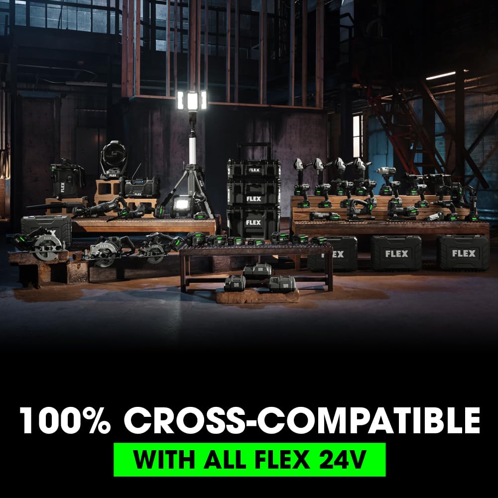 FLEX FX2241-1A 24V Brushless Cordless One-Handed Reciprocating Saw Kit with 2.5Ah Lithium Battery & 160W Fast Charger - Lightweight Power Tool for DIY Projects, Wood Cutting, Metalworking, and Home Renovations