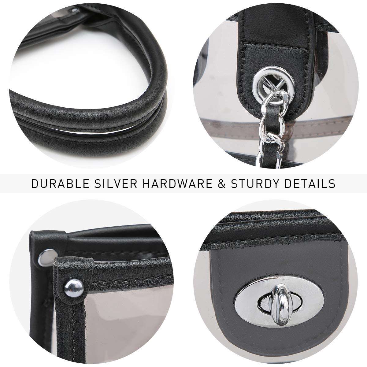 Stadium Approved Clear Tote Bag for Women - Large Transparent Crossbody Purse, 2-in-1 Shoulder Work Bag | Perfect for Concerts, Sports Events, Travel & Work Essentials