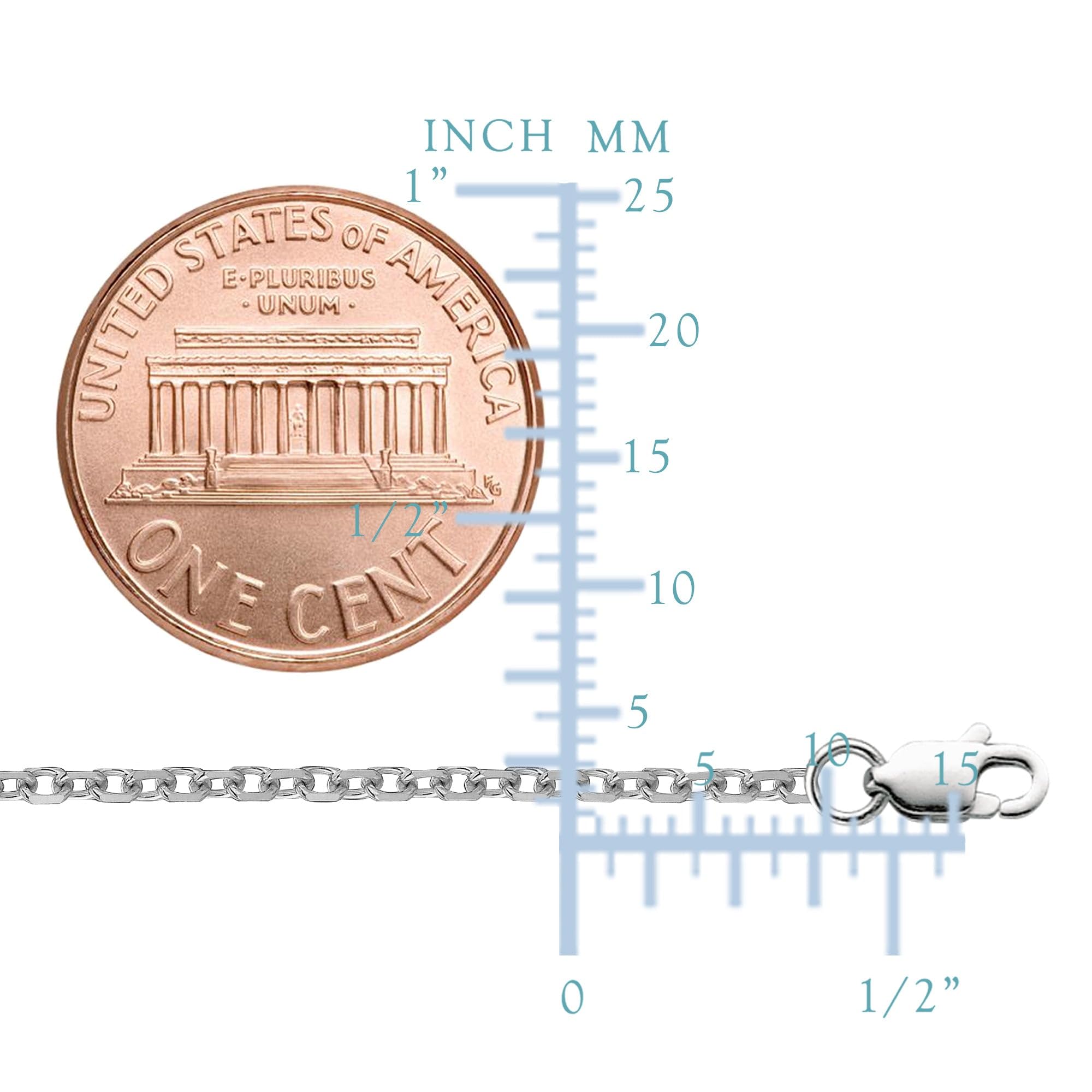 Sterling Silver Rhodium Plated Cable Chain Necklace 2.3mm - Elegant & Durable Jewelry for Women, Gift for Her, Perfect for Everyday Wear & Special Occasions