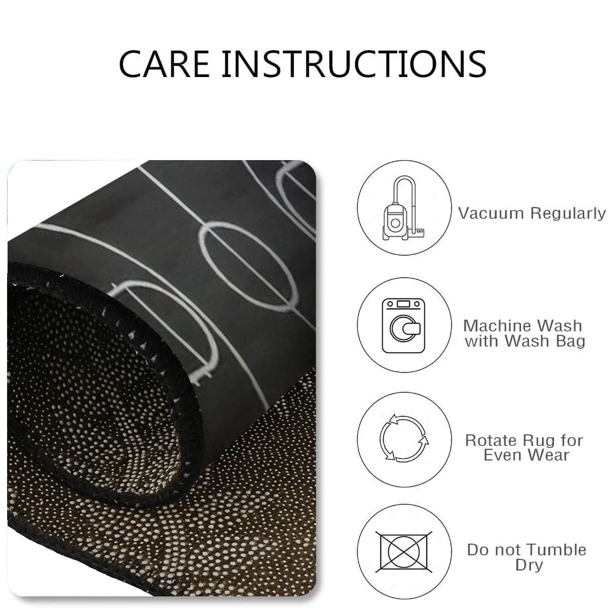 Basketball Court Area Rug - Non-Slip Soft Floor Mat with Blackboard Texture for Indoor & Outdoor Use | Perfect for Living Room, Bedroom, Kids Room, Yoga & Play Areas