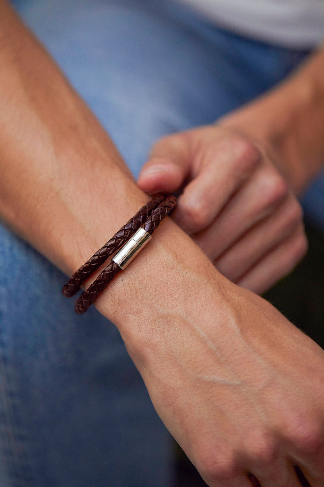 Men's Genuine Leather Double Plaited Wrap Bracelet - Stylish Adjustable Wristband for Casual Wear, Date Night & Gifts
