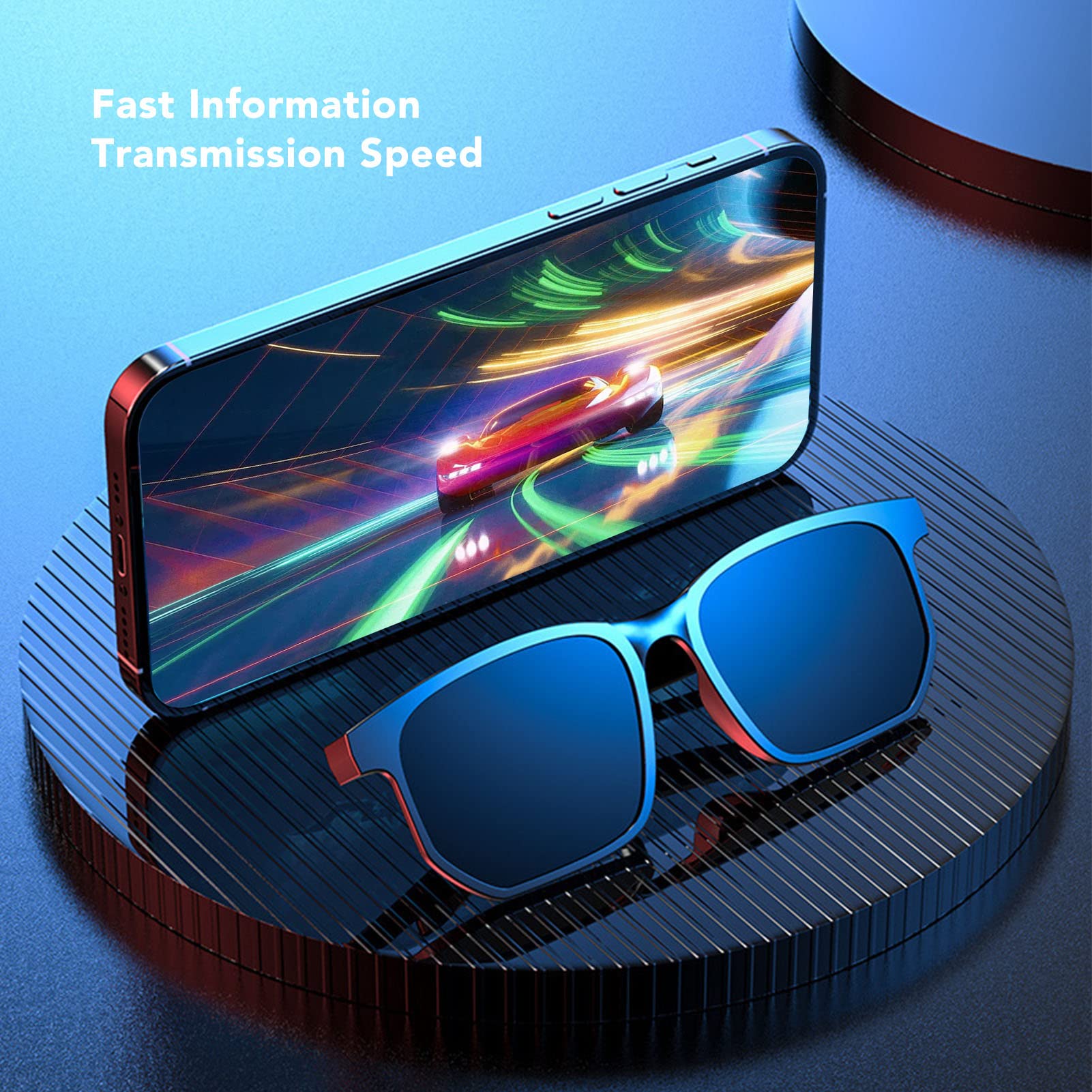 Gavigain Smart Sunglasses for Women - Lightweight 5.0 Bluetooth Audio Glasses with Built-in Microphone & Speakers, Hands-Free Calling & Music (Black) - Perfect for Running, Cycling & Outdoor Activities