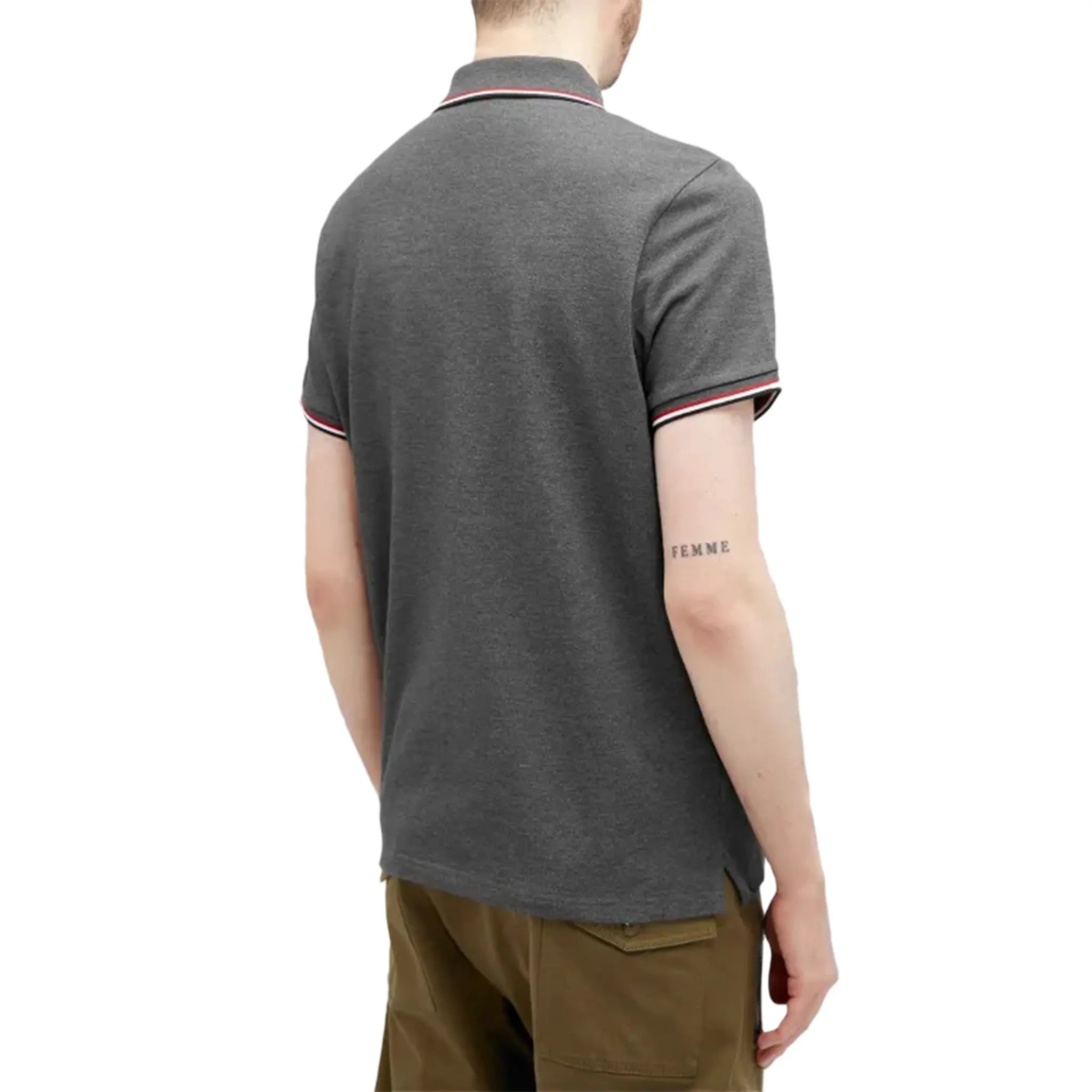 Moncler Men's Dark Grey Polo Shirt - Premium Cotton Short Sleeve Casual Shirt for Business & Weekend Wear
