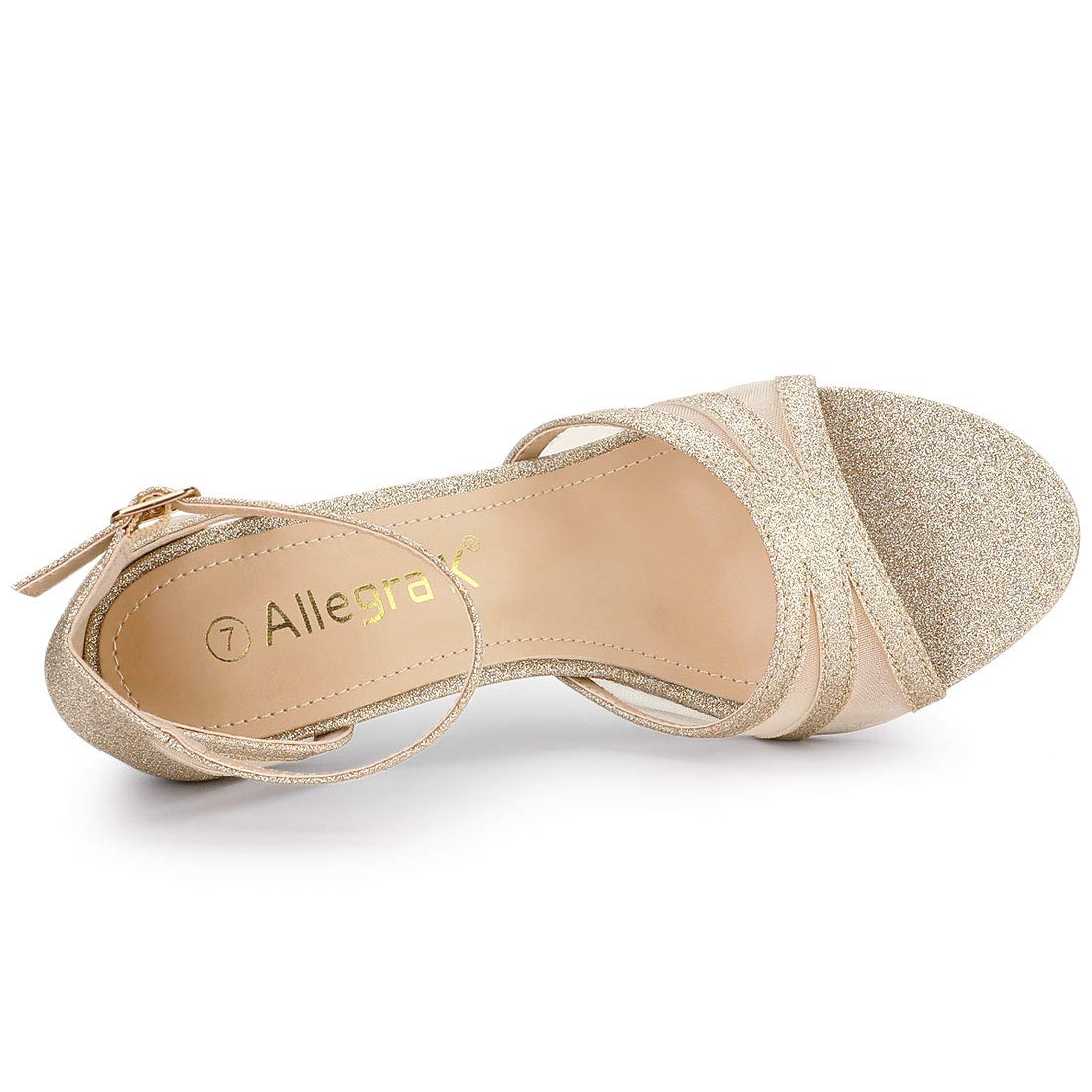 Allegra K Women's Glitter Ankle Strap Stiletto Heels Sandals - Sexy High Heel Dress Shoes for Party, Wedding & Evening Events