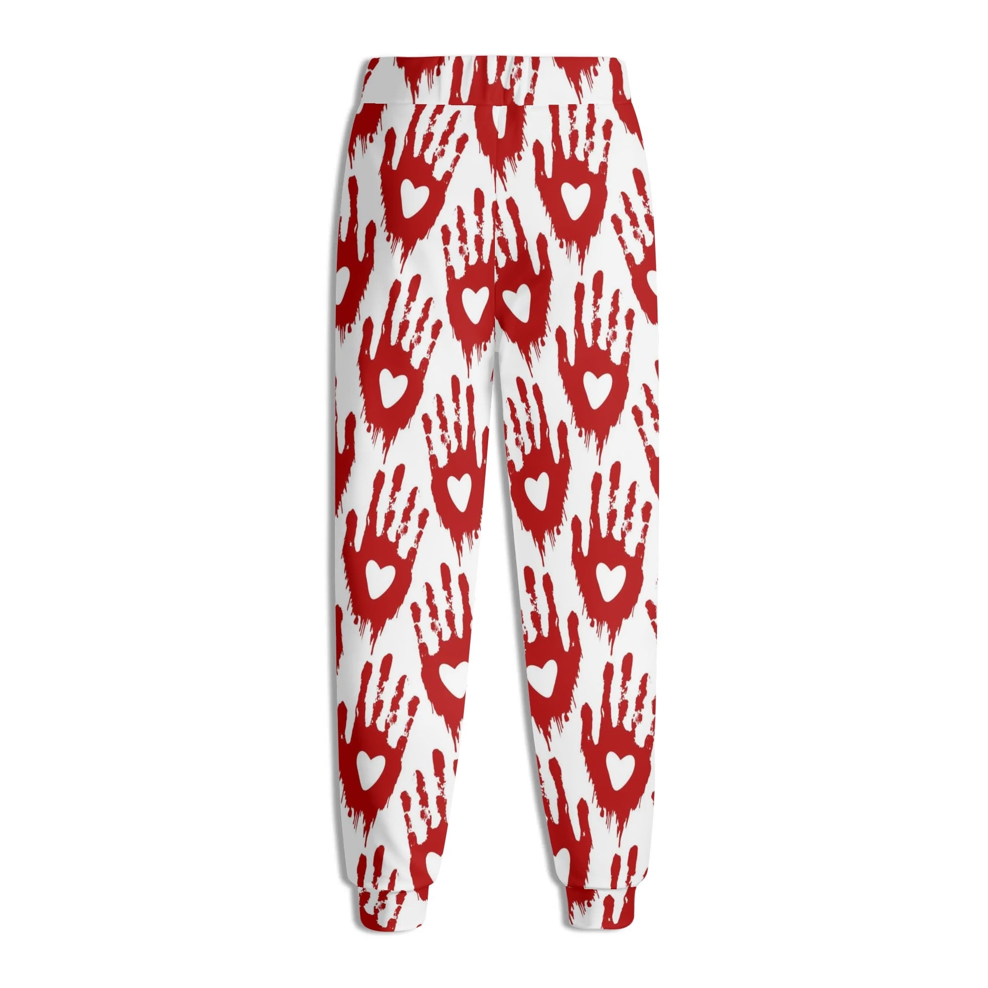 Bloody Hand Print Love Joggers - Trendy Couple's Sweatpants for Valentine's Day & Halloween | Matching Outfits for Date Night & Cosplay