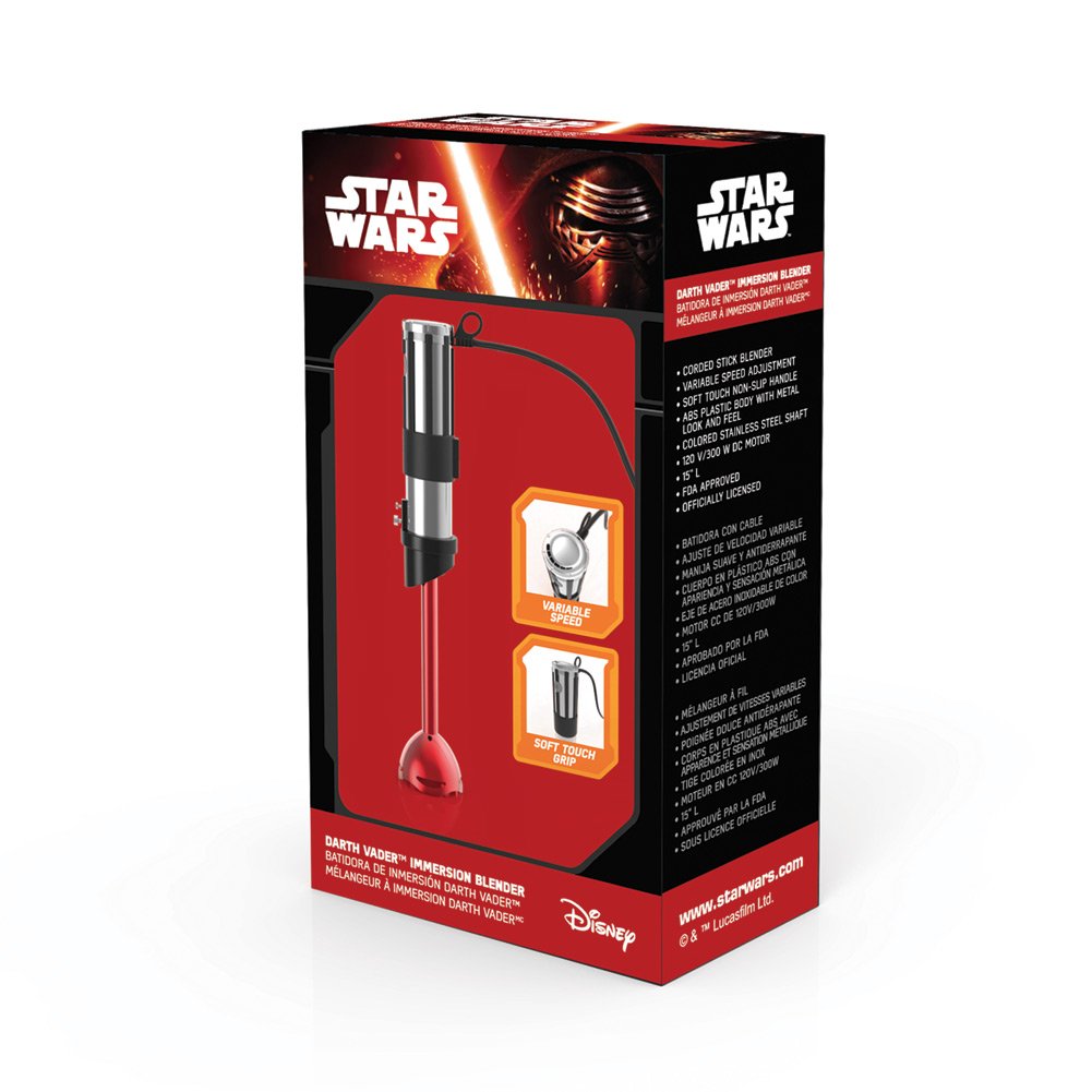 Star Wars Darth Vader Lightsaber Hand Blender - Powerful 250W Immersion Blender for Smoothies, Soups & Cocktails - Fun Star Wars Kitchen Gadget for Fans - Perfect for Cosplay & Movie Nights