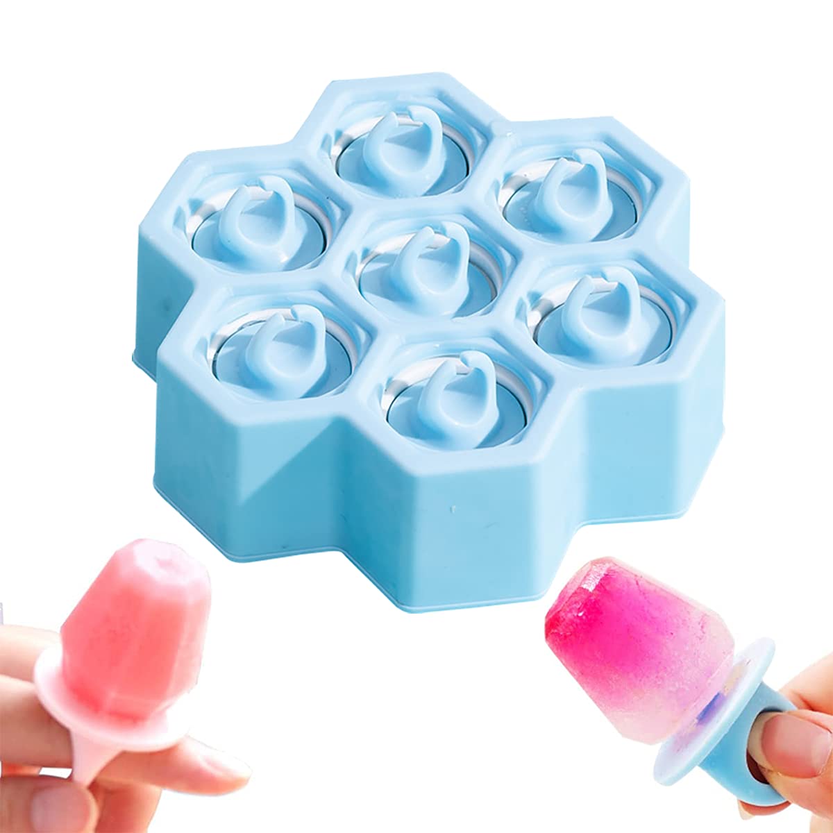 Non-Toxic Silicone Popsicle Molds Set of 6 - BPA Free Ice Pop Makers for Kids, DIY Homemade Ice Cream & Frozen Treats - Easy Release & Dishwasher Safe - Perfect for Summer Parties, Snacks & Family Fun (Blue)