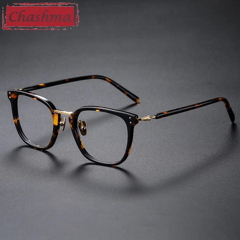 Unisex Square Acetate Titanium Frame Eyeglasses 82044 - Lightweight & Durable for Men & Women - Perfect for Reading, Work & Fashion Accessory