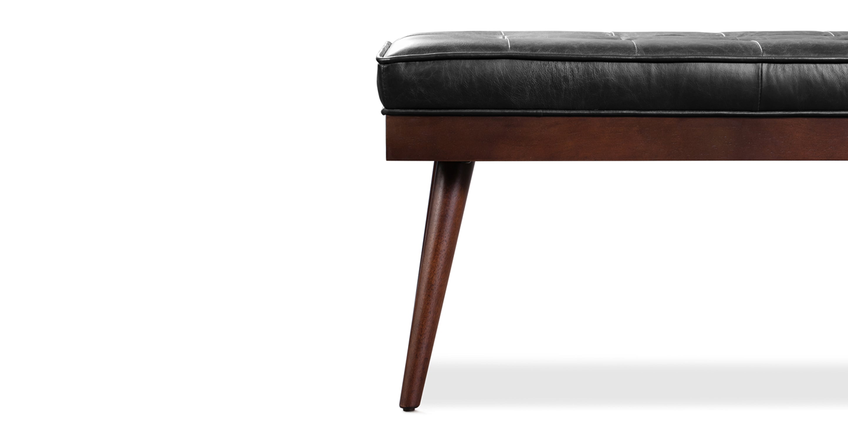 Luca Leather Bench - Modern Upholstered Storage Ottoman with Tufted Design for Living Room, Bedroom, or Entryway - Durable Faux Leather Seat with Sturdy Wooden Legs - Perfect for Extra Seating, Footrest, or Stylish Home Decor
