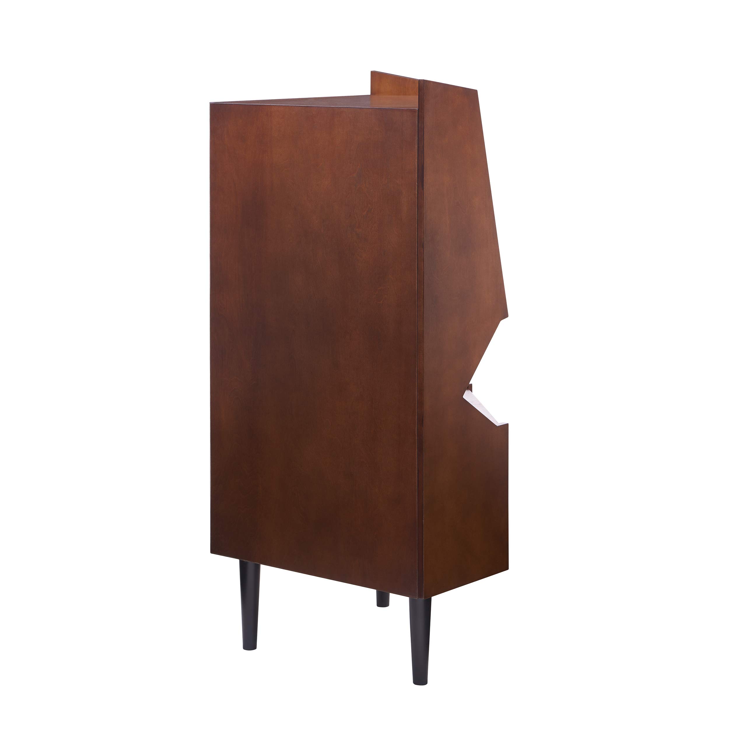Larson Corner Storage Bar Cabinet - Brown Wooden Cabinet with Shelves & Doors for Living Room, Dining Room, or Home Bar - Space-Saving Furniture for Small Spaces