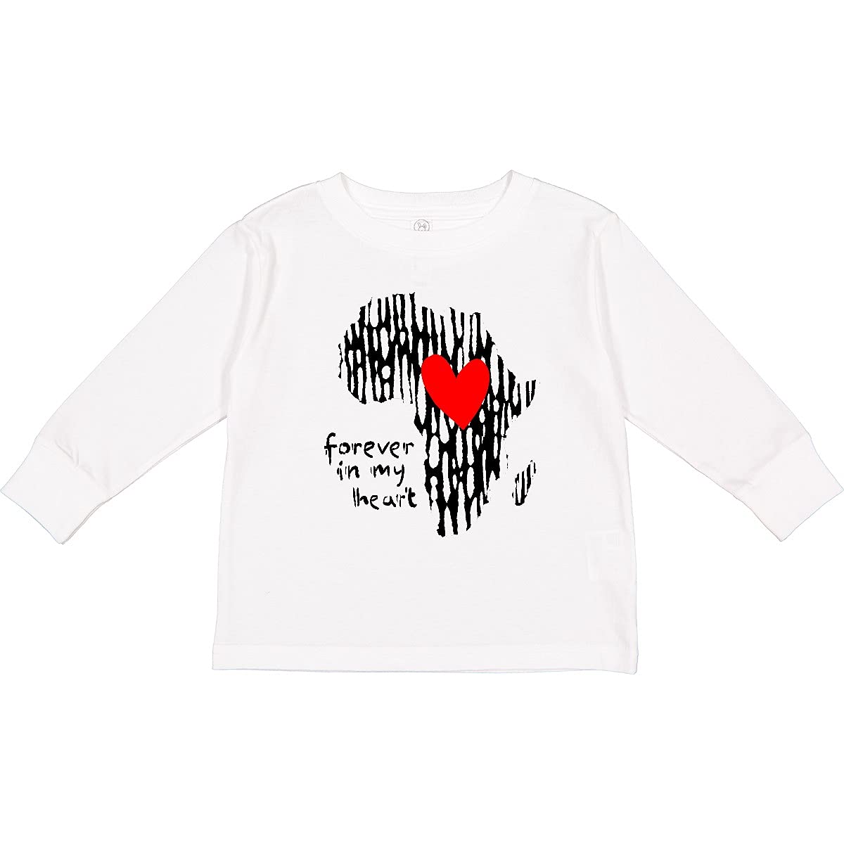 Inktastic Black History Month Forever in My Heart Toddler Long Sleeve T-Shirt - Comfortable Cotton Tee for Kids, African American Heritage Apparel, Black Pride Outfit for Toddlers - Perfect for School, Family Gatherings & Cultural Celebrations