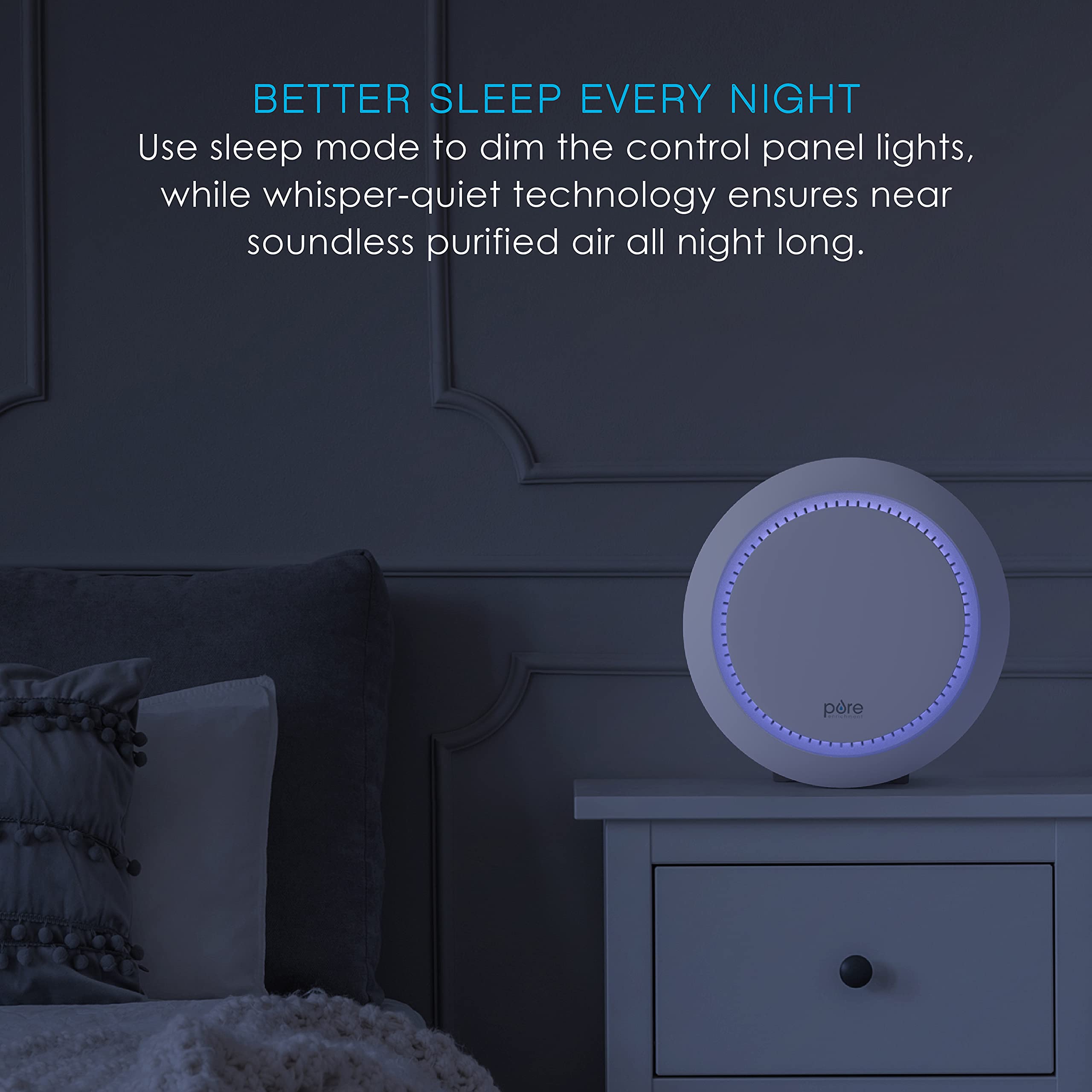Pure Enrichment PureZone Halo Medium Room Air Purifier with 2-Stage Filtration - Removes Smoke, Pollen, Dust & Pet Dander - Compact White Air Cleaner for Bedroom, Office & Living Room - Perfect for Allergy Sufferers & Pet Owners