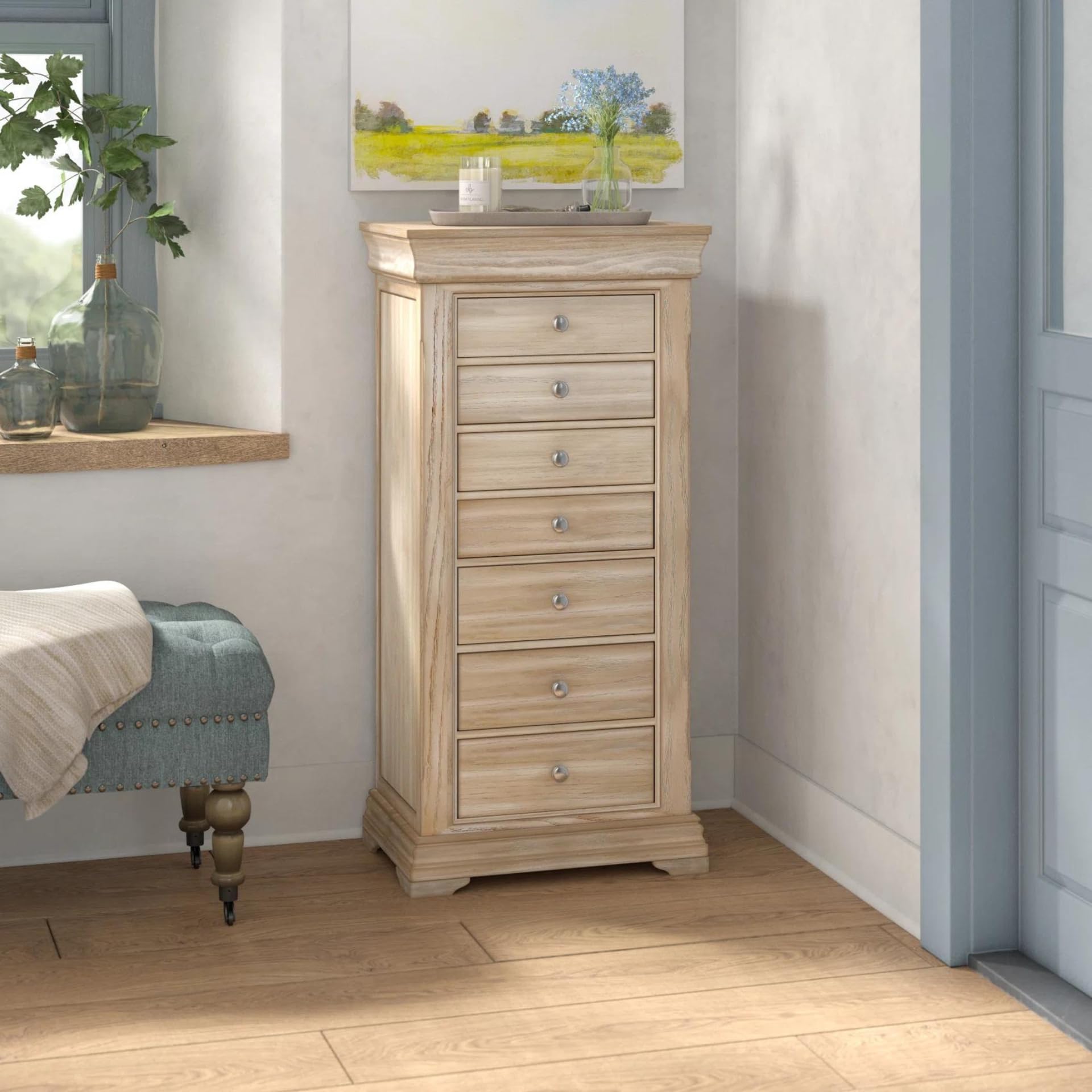 Haley Jewelry Storage Armoire for Necklaces, Rings & Earrings - Hives and Honey Taupe Organizer | Perfect for Bedroom, Closet & Travel Jewelry Organization
