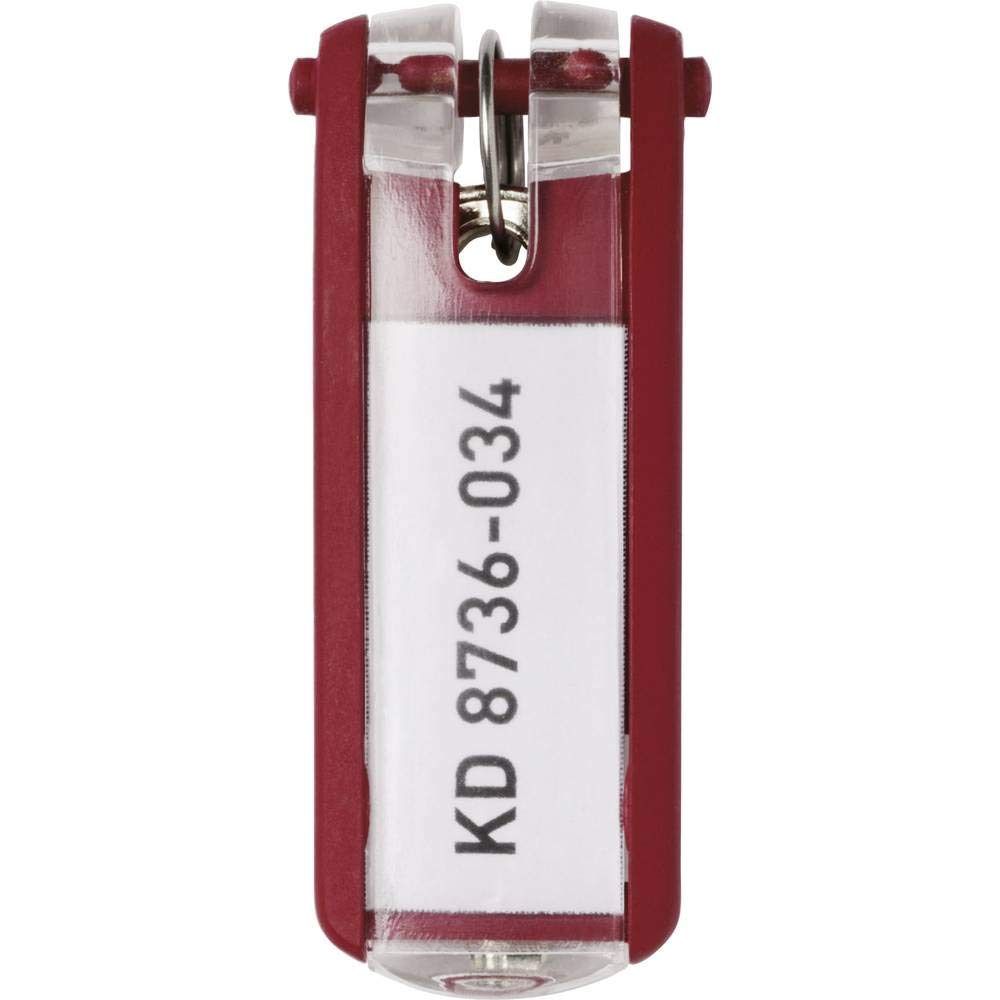 Durable Red Key Tags - 6 Pack (195703) | Waterproof & Scratch-Resistant Metal Keychains for Home, Office & Travel Organization