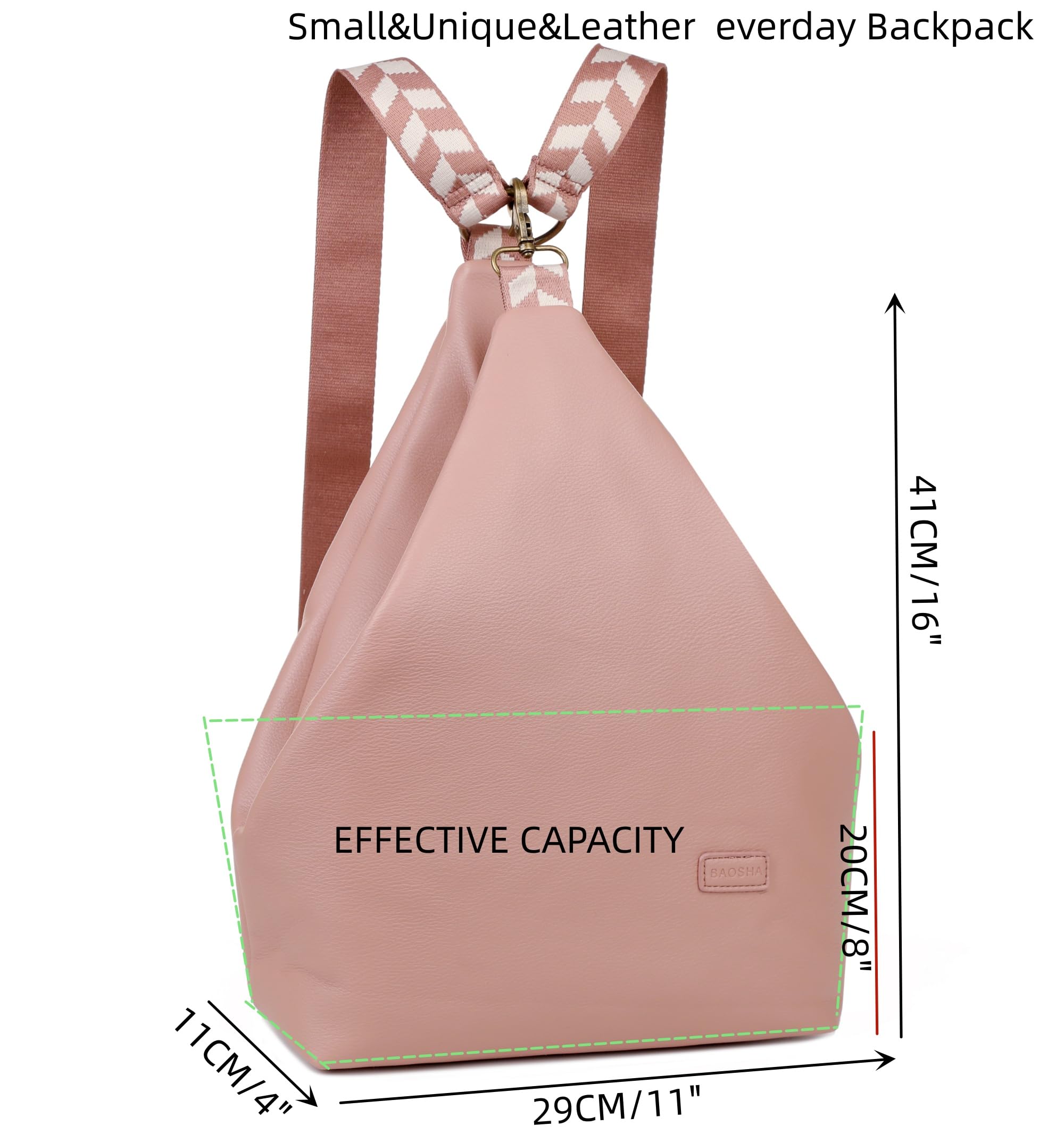 Stylish Vegan Leather Backpack Purse for Women - Small Hiking Sling Crossbody Bag XB-24 (Pink) | Waterproof Lightweight Travel Daypack for Work, Gym & Outdoor Adventures