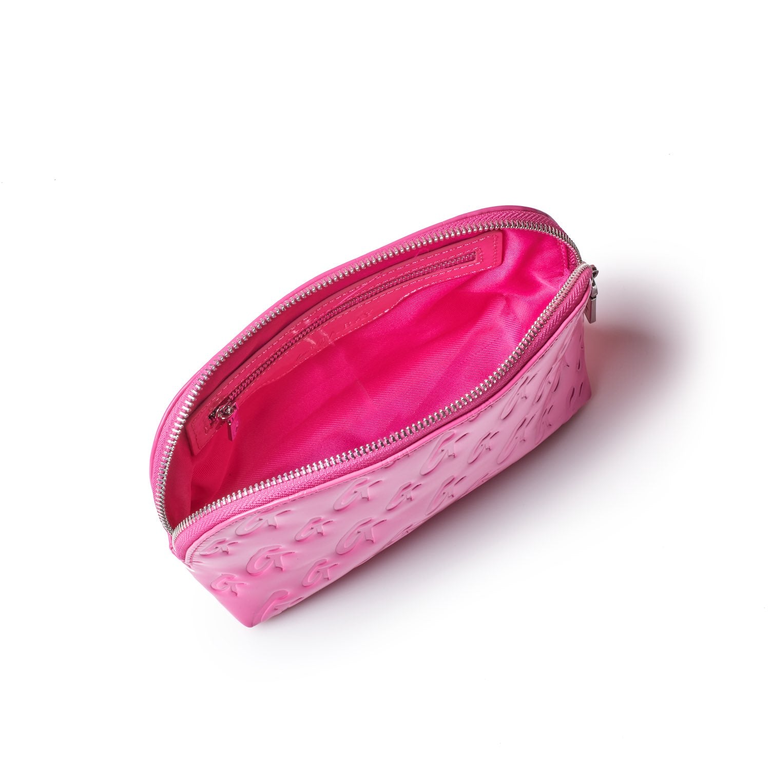 MONOGRAM COSMETIC POUCH with Mirror - Hot Pink Makeup Bag for Women | Travel Organizer, Toiletry Case & Gift Idea for Bridesmaids