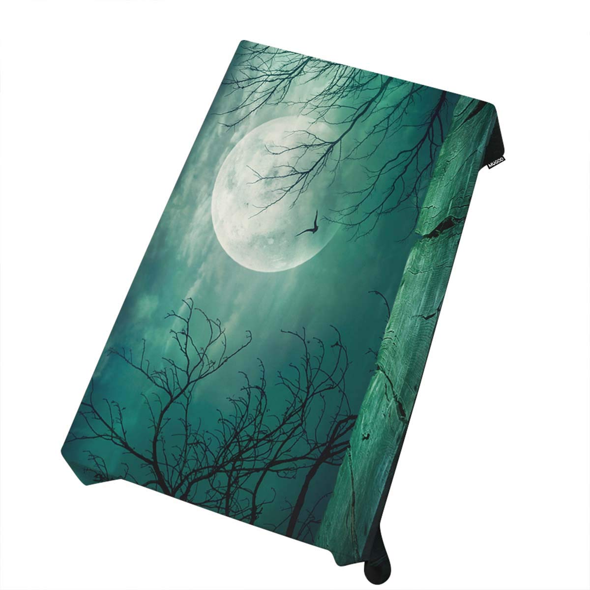 Spooky Halloween Tablecloth with Full Moon Design - 60x90 Inches Rectangular Table Cover for Dining Room, Kitchen, and Party Decorations