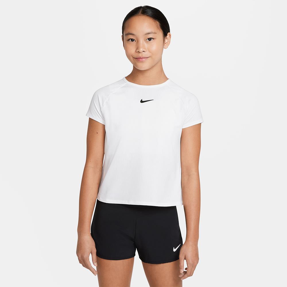 Nike Girls Victory Short Sleeve T-Shirt - White | Comfortable Cotton Tee for Kids | Perfect for School, Sports & Casual Wear