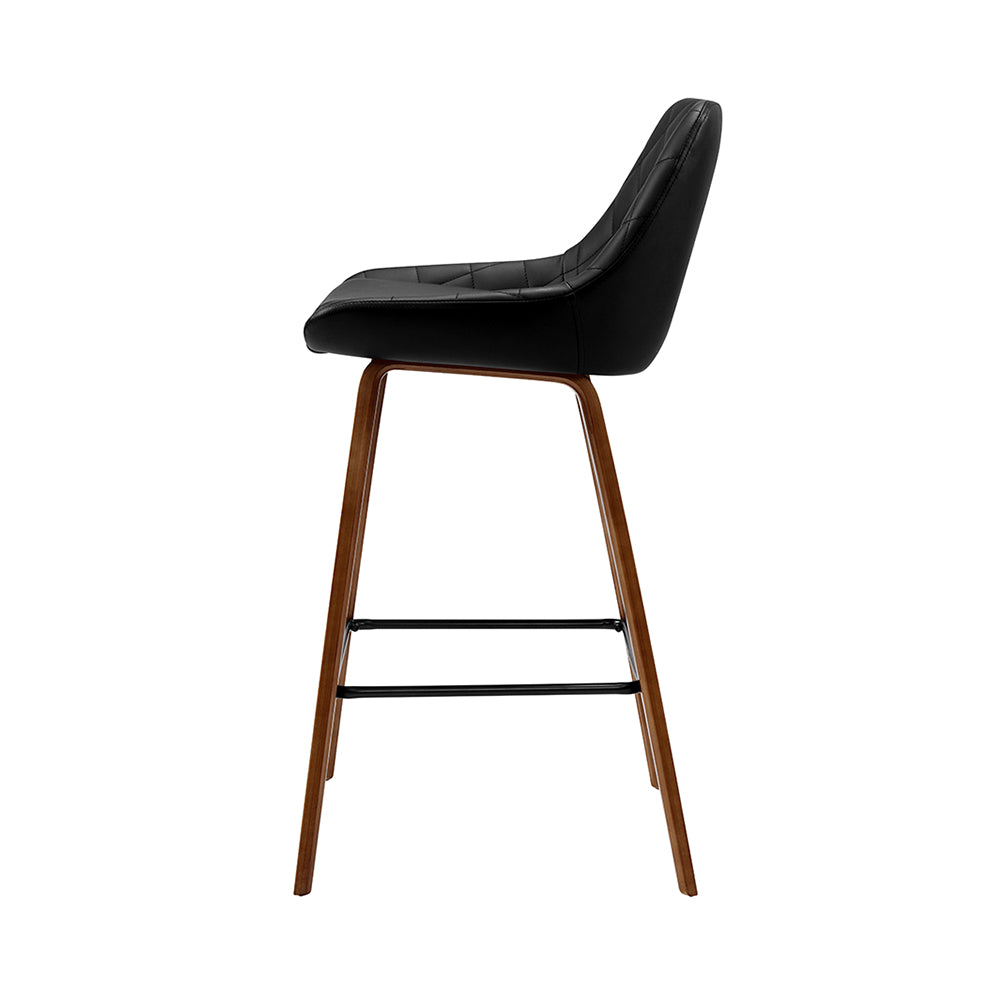 2 Bar Stools with PU Seat and Wooden Frame - Perfect for Kitchen Island, Breakfast Bar & Home Decor