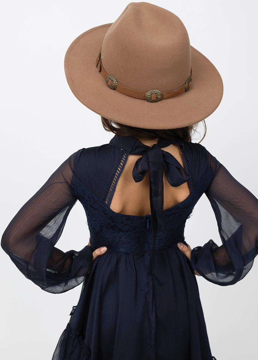 Kimaya Women's Elegant Midnight Blue Dress - Perfect for Evening Parties, Weddings & Special Occasions