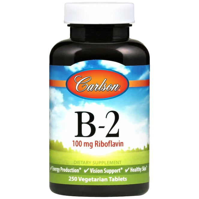 Carlson Labs Vitamin B2 (Riboflavin) 100mg - 100 Vegetarian Tablets - Supports Energy Metabolism & Eye Health