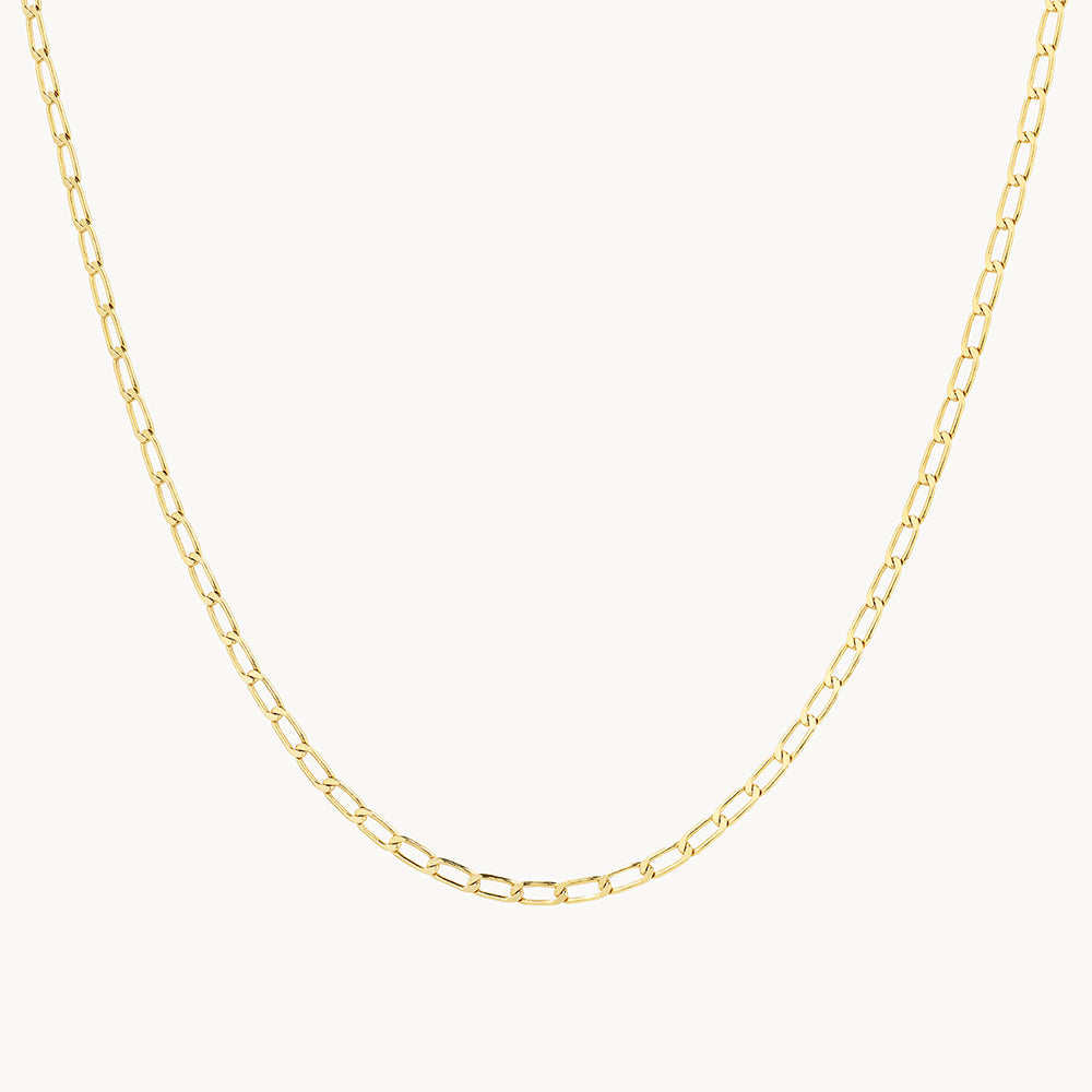 Elegant Thin Flat Curb Chain Necklace in 14K Gold - Perfect for Everyday Wear, Layering & Special Occasions