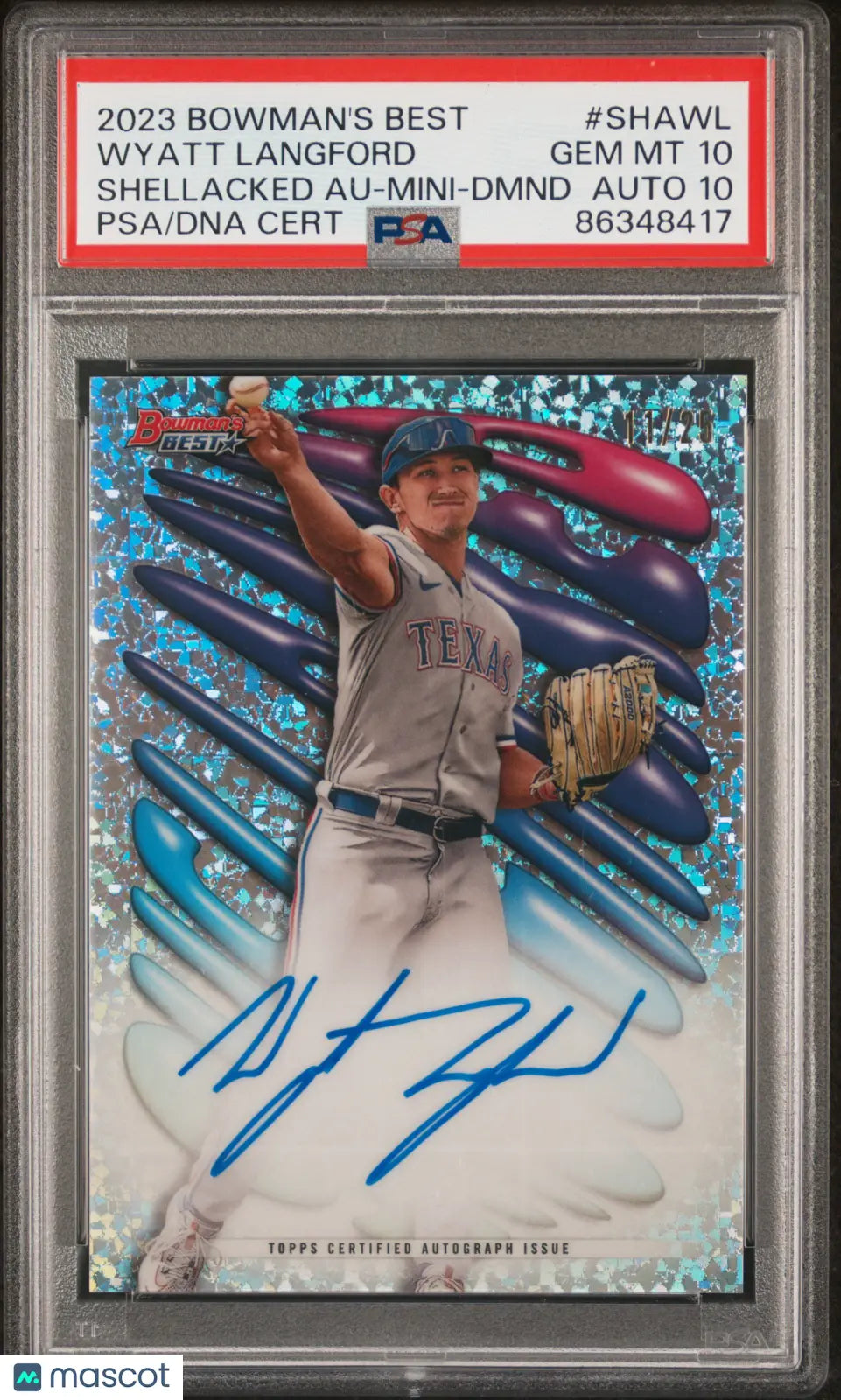 2023 Bowman's Best Wyatt Langford Rookie Card PSA 10 Gem Mint Auto /25 - Limited Edition Baseball Collectible for Display & Investment