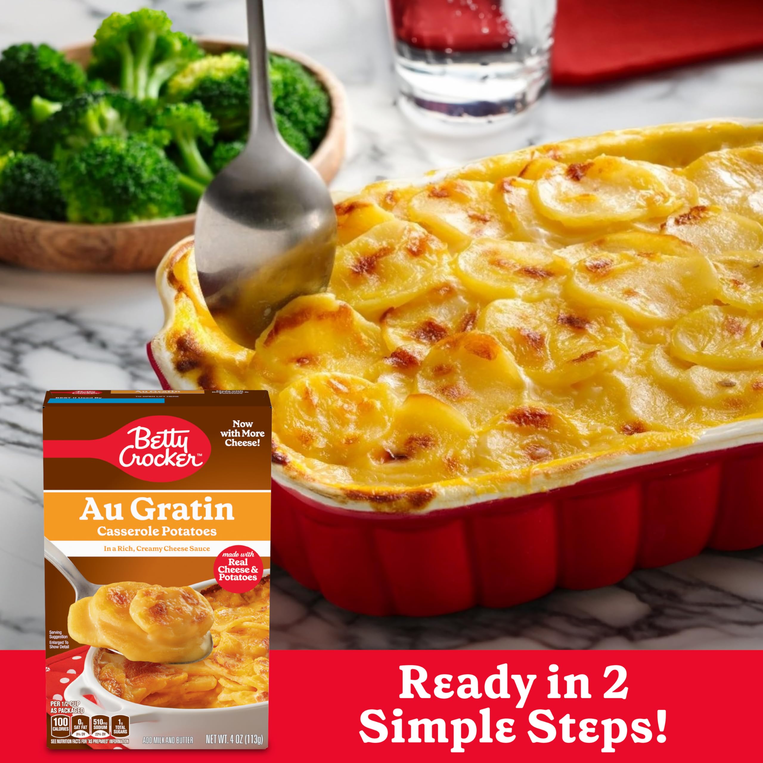 Betty Crocker Au Gratin Casserole Potatoes with Real Cheese - 4 oz Box | Easy Homemade Side Dish for Family Dinners & Holiday Meals