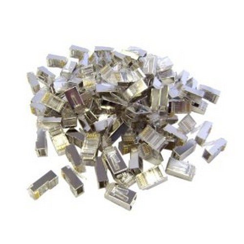 Premium Shielded Cat 6 RJ45 Crimp Connectors - 100 Pack for Solid & Stranded STP Cables (8P8C) - Ideal for Home Networking, Office Setup & Data Center Installations