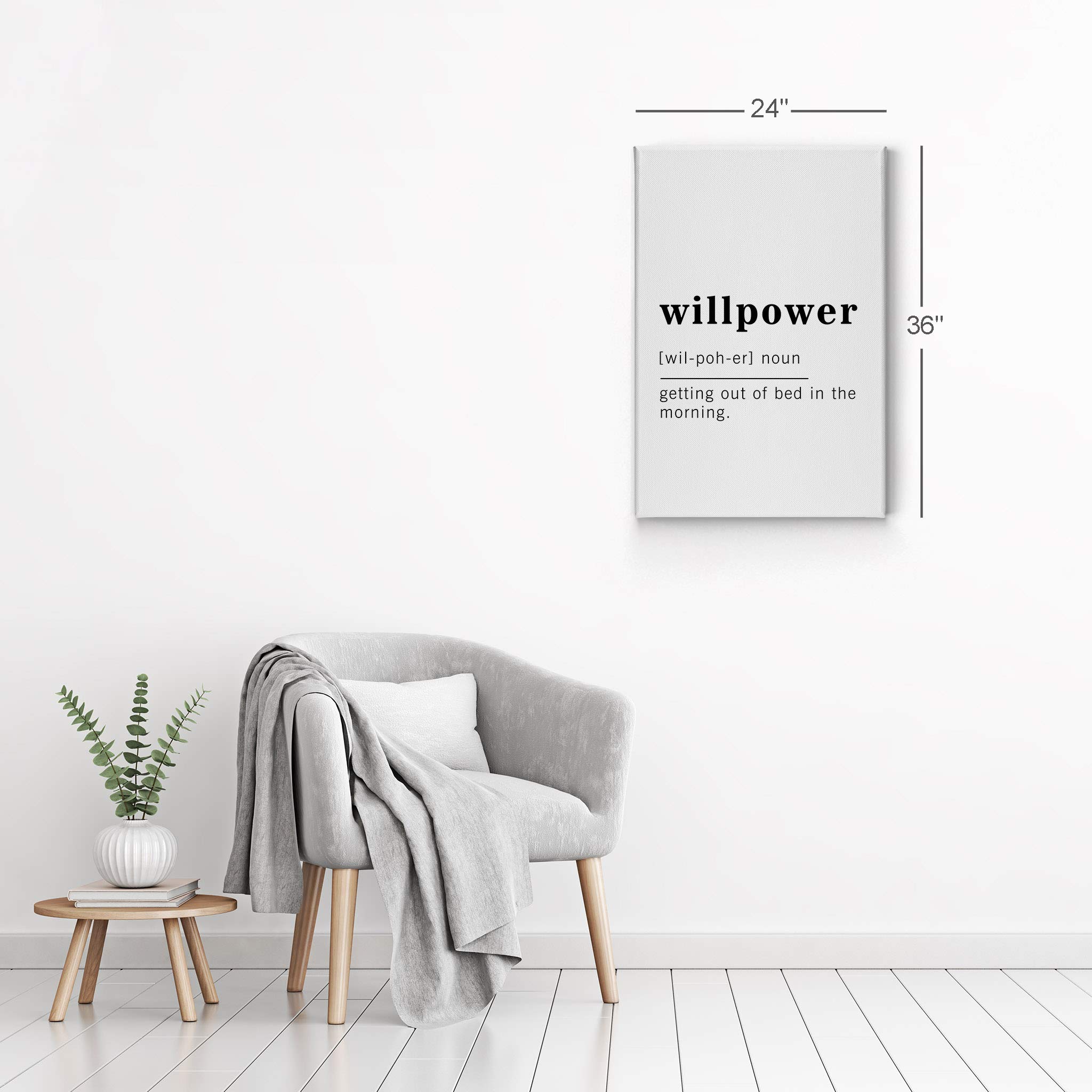 Funny Noun Dictionary Definition of Willpower Canvas Print - Inspirational Quote Wall Art for Office, Living Room, Bedroom & Bathroom - Ready to Hang Home Decor (40x30 Inches, Made in USA) - Perfect for Motivation & Humor in Workspaces or Gift Giving