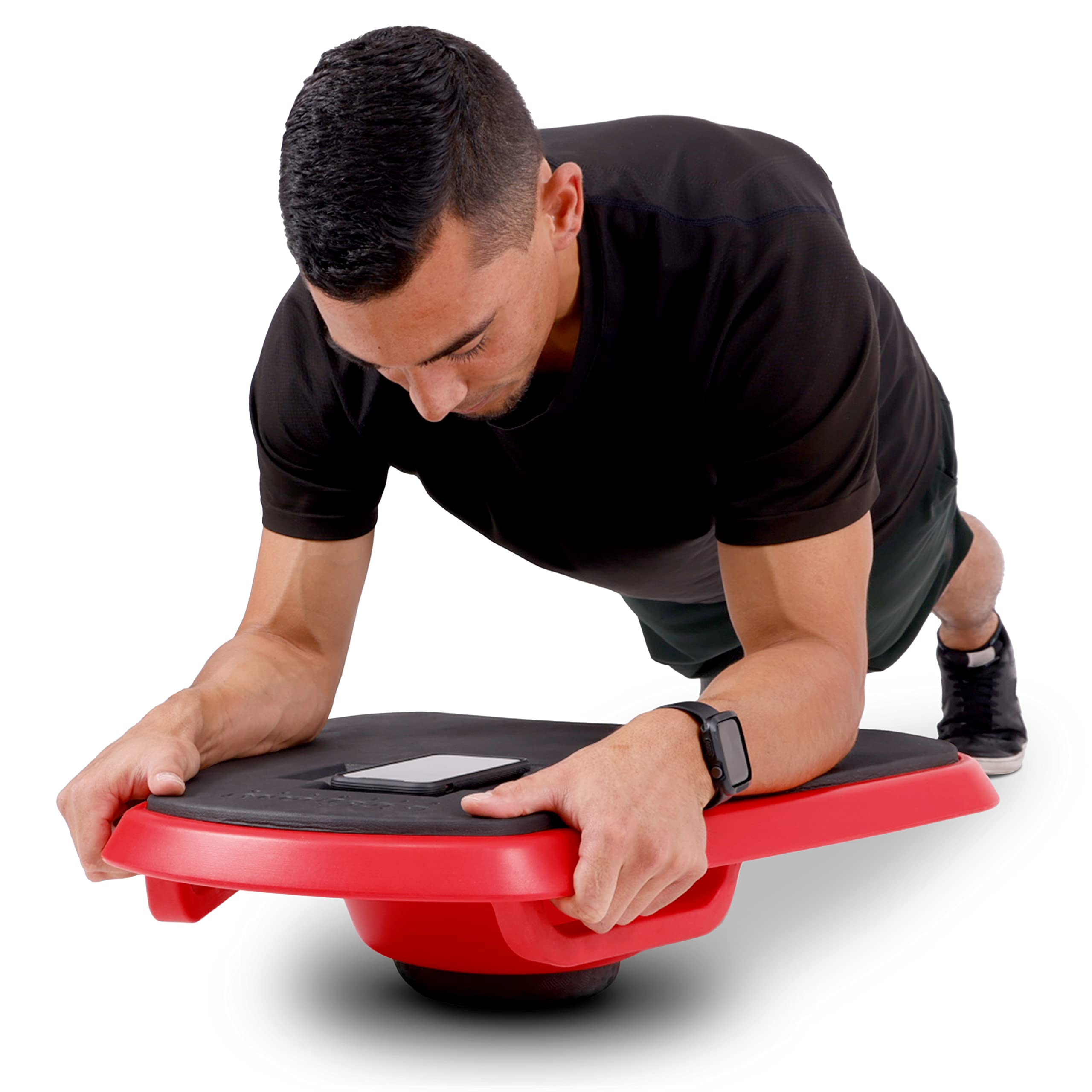 GoSports Fitness Plank Board with Smart Phone Holder - Blue or Red - Core Training Equipment for Full Body Workouts at Home or Gym - Perfect for Abs, Back & Strength Exercises