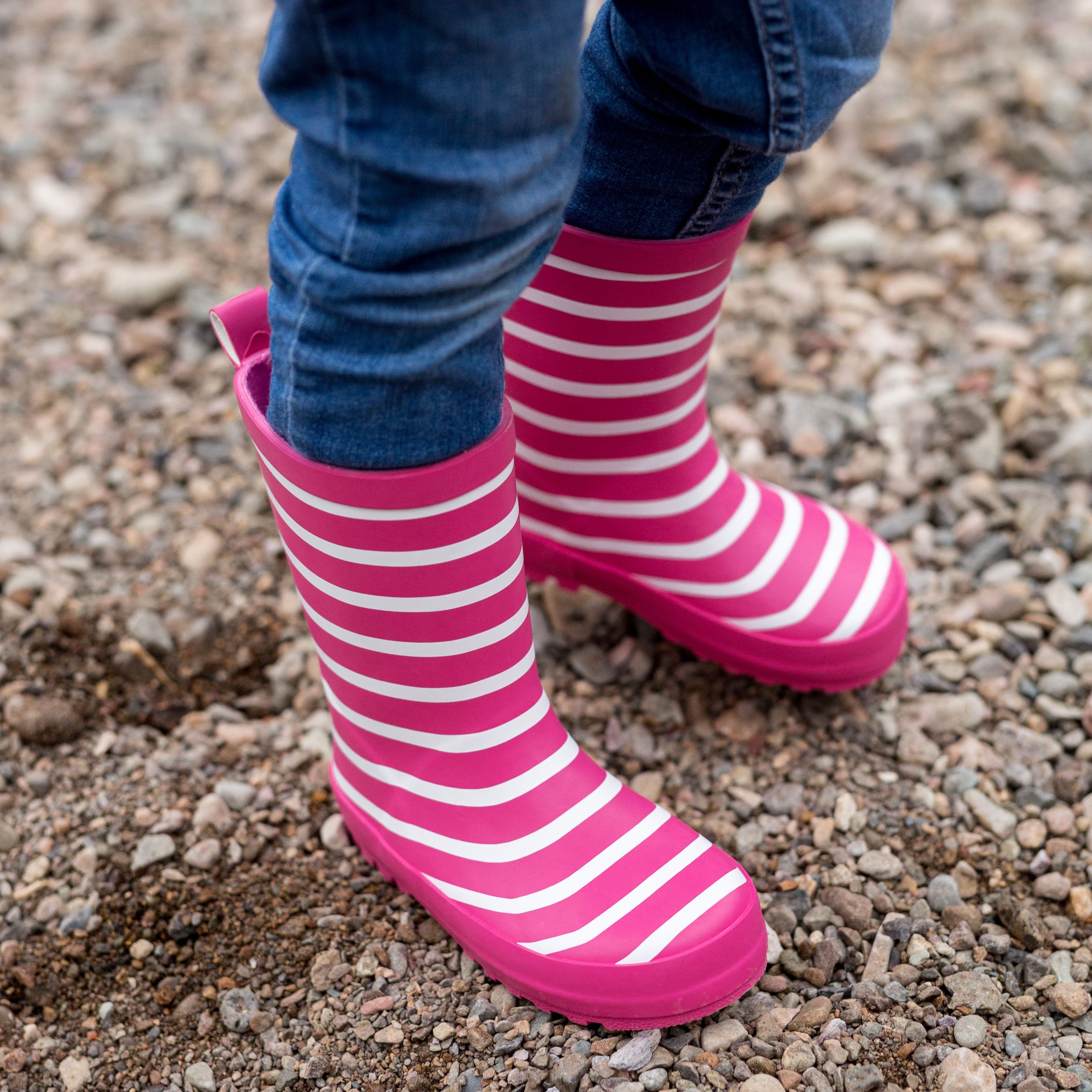 Kids' Waterproof Striped Rain Boots - Durable & Comfortable Wellington Boots for Outdoor Play, Puddle Jumping & Garden Adventures