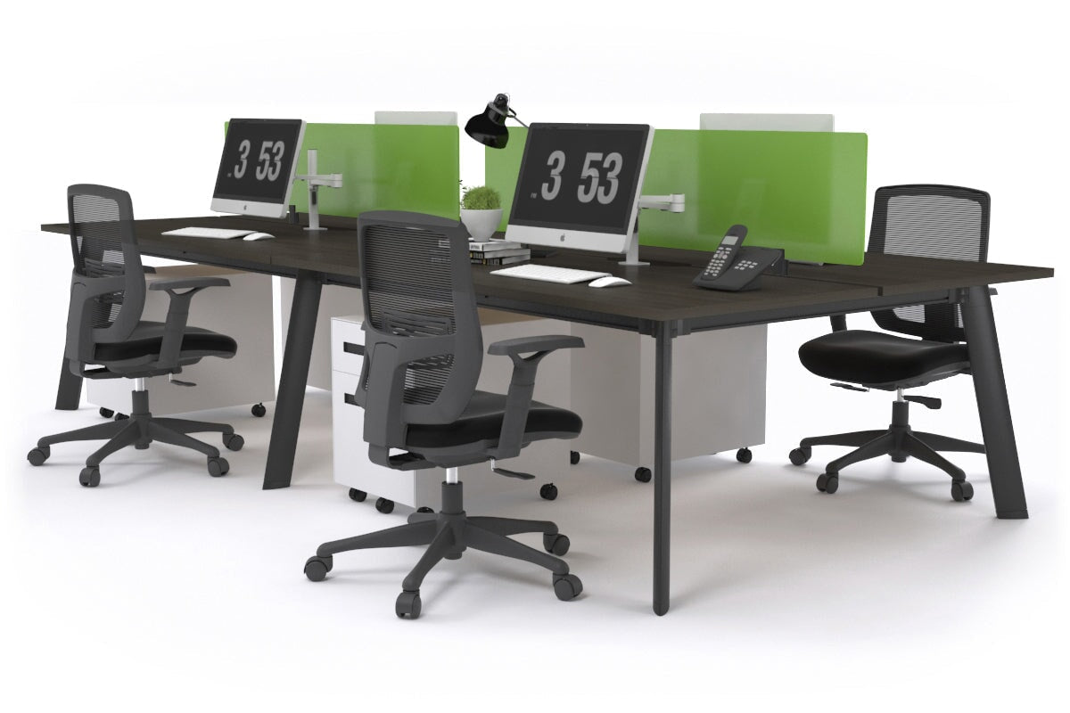 4-Person Black Frame Workstation with Cable Management - 1600L x 800W Office Desk for Team Collaboration | Perfect for Open Offices, Coworking Spaces & Home Offices