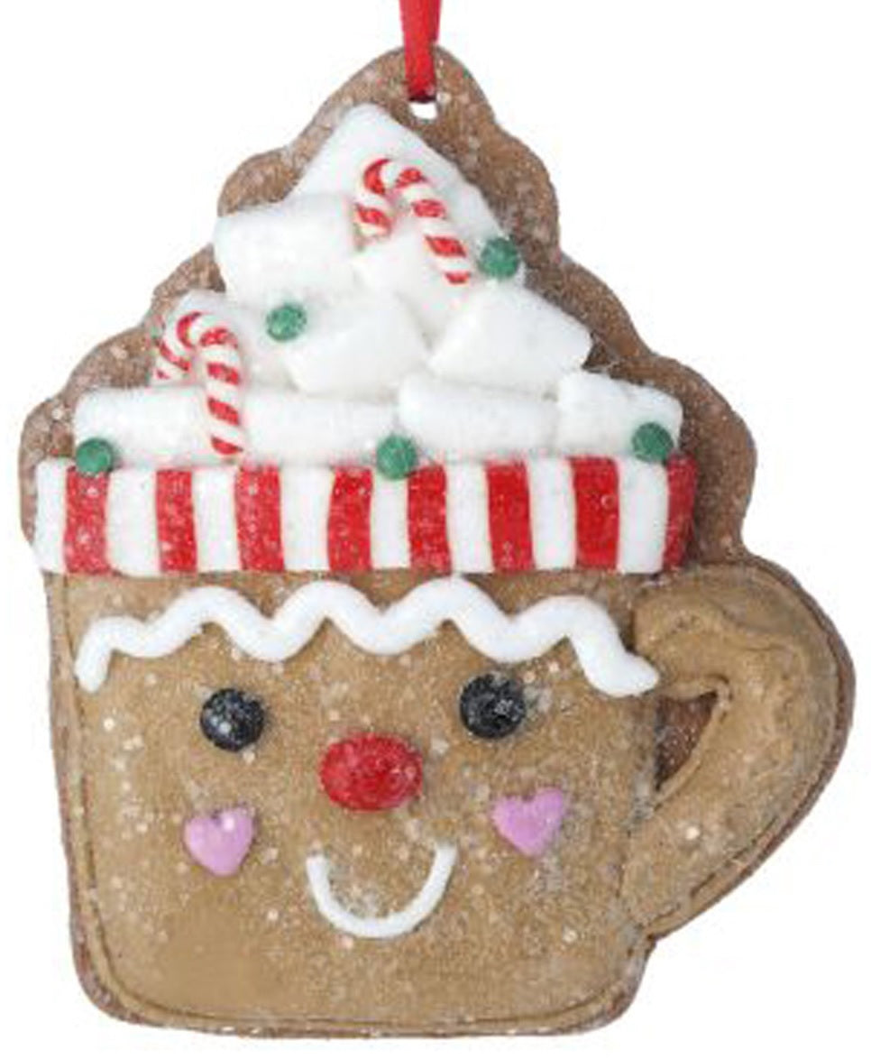 4 Pack Cocoa Cup Cookie Ornaments - Christmas Tree Decorations for Holiday Baking Party, DIY Crafts & Festive Home Decor