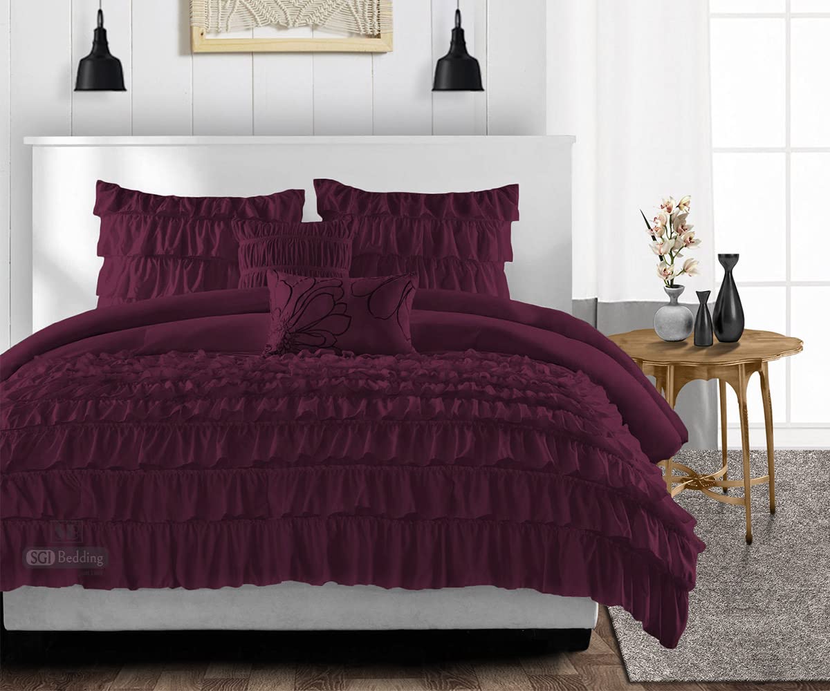 Luxury Queen Size Comforter Set - 300 GSM Plush Siliconized Microfiber Filling with Ruffled Design, Box Stitched Quilted Duvet Insert & Matching Pillowcases | Ultra Soft Bedding for Master Bedroom, Guest Room & Hotel Use