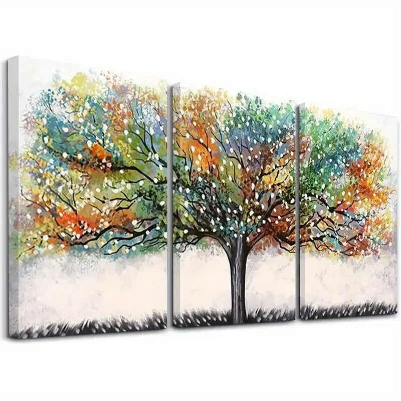 3-Piece Modern Colorful Abstract Tree of Life Wall Art Set - Framed Canvas 40x60cm (16x24in) - High Quality Print - 100% Australian Made - Ready to Hang - Perfect for Living Room, Bedroom & Office Decor