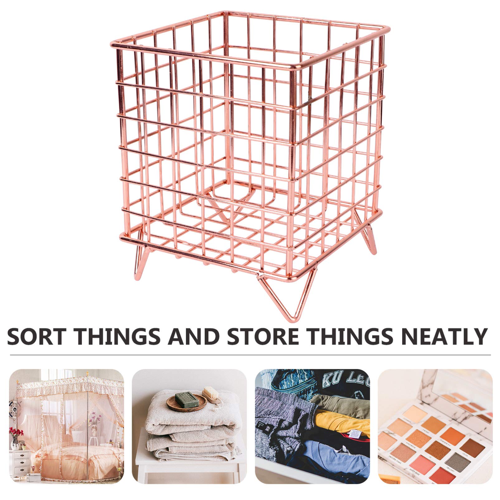 Cabilock 1-Piece Iron Wire Storage Basket - Metal Grid Desk Organizer for Office, Kitchen, Bathroom | Perfect for Snacks, Sundries & Home Organization Supplies