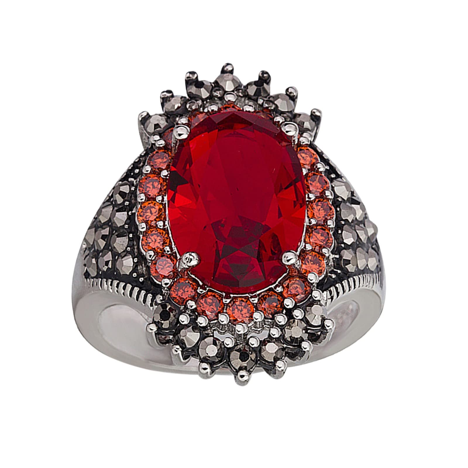 Vintage Black Thai Silver Ring Set - Exaggerated Pomegranate & Snake Design in Ore Red (Size 11) | Boho Jewelry for Women, Gothic Fashion Accessory, Statement Piece for Parties & Special Occasions