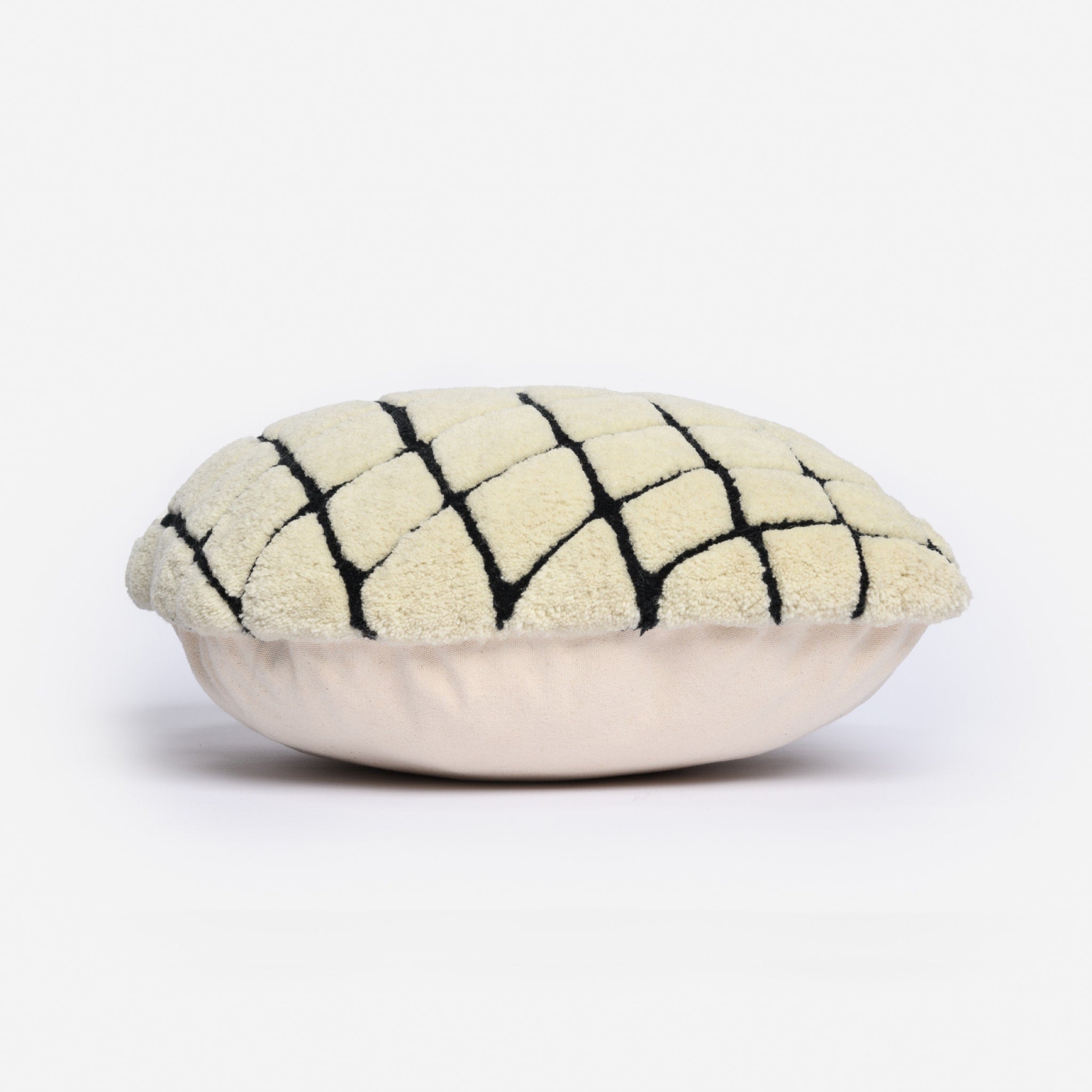 HAUS ÜGER Grid Cushion 42x40cm Off White - Stylish Square Throw Pillow for Sofa, Bed & Home Decor