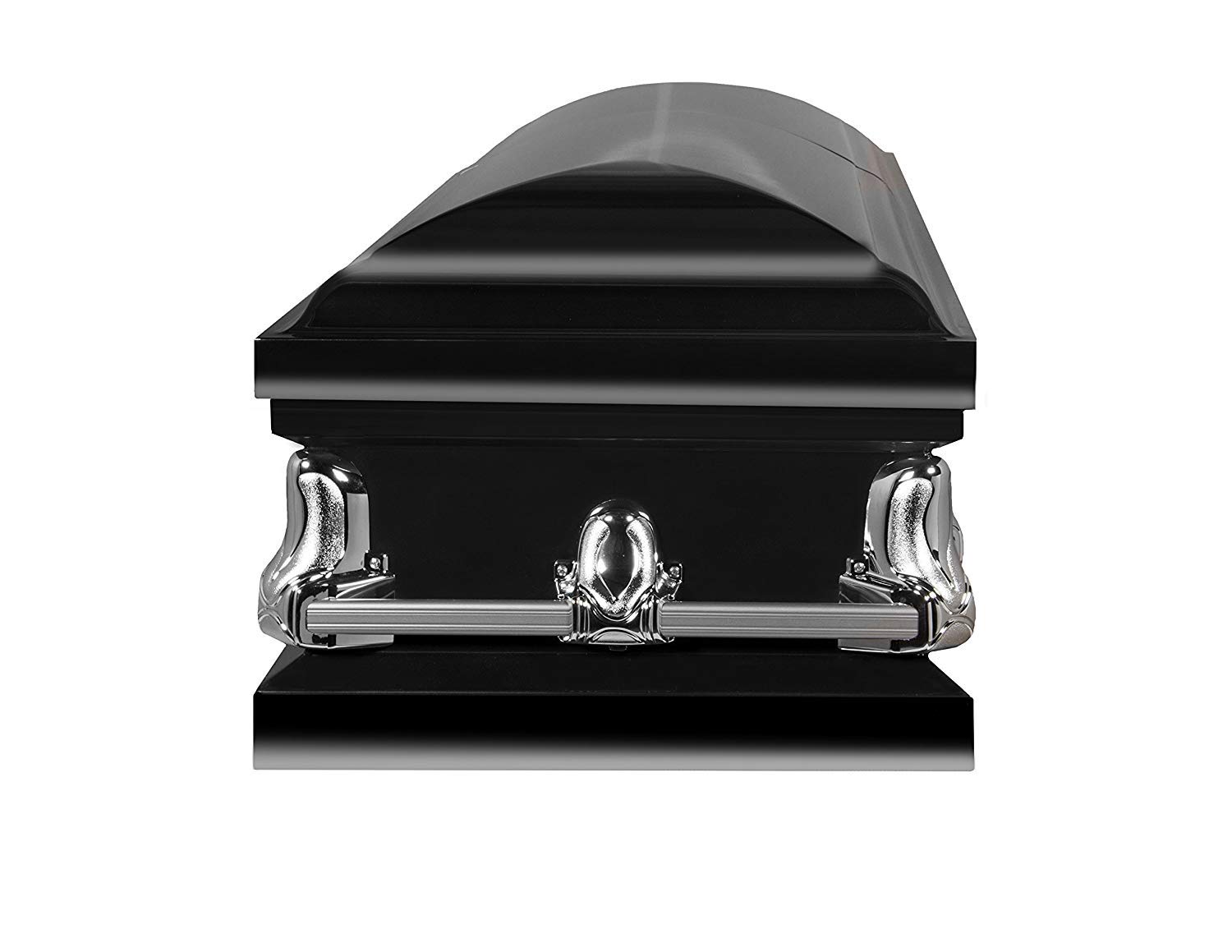 Handcrafted Titan Casket Orion Panel Collection - Black Funeral Casket with White Crepe Interior & 'Going Home' Head Panel | Premium Burial Casket for Memorial Services & Funeral Homes