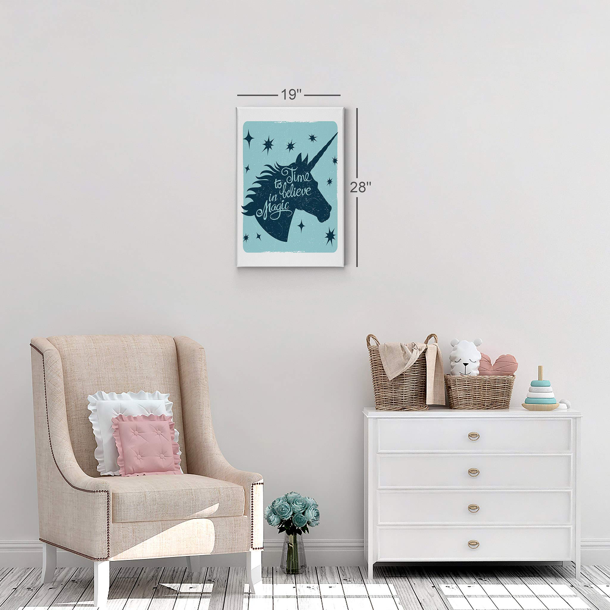 Time to Believe in Magic Quote Unicorn Wall Art Canvas Print - 40x30 Inch Inspirational Nursery Decor, Kids Room Decor, Baby Gift - Made in USA (Rolled) | Perfect for Bedrooms, Playrooms & Birthday Presents